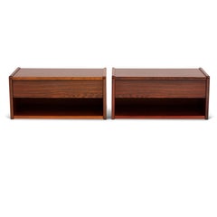 Vintage Danish Mid-Century Modern Floating Rosewood Nightstands