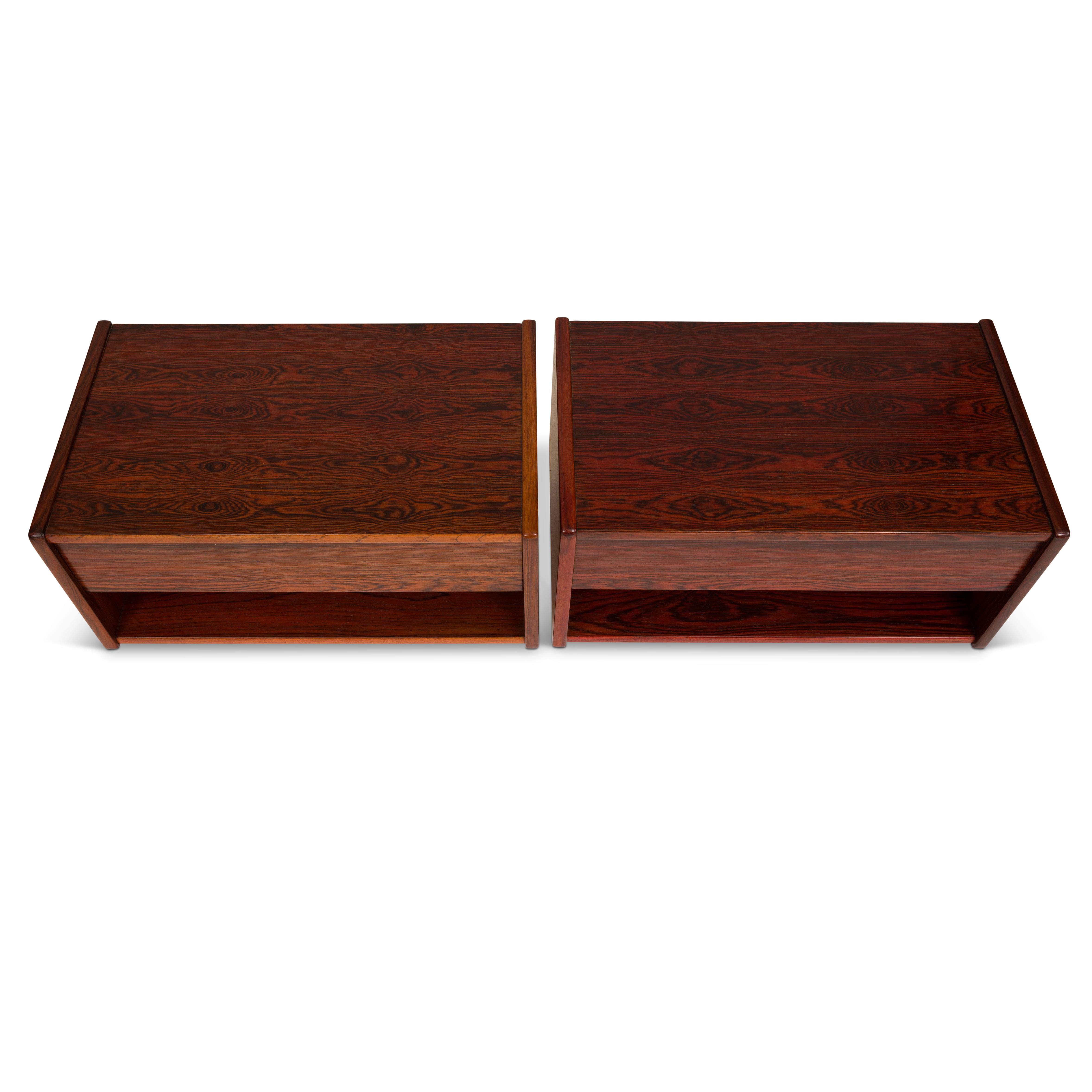 20th Century Vintage Danish Mid-Century Modern Floating Rosewood Nightstands For Sale