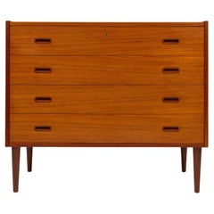 Vintage Danish Mid-Century Modern Four Drawer Lowboy Dresser