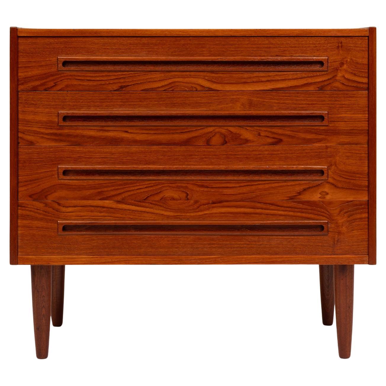 Vintage Danish Mid-Century Modern Four Drawer Lowboy Dresser For Sale