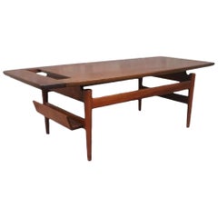 Table basse vintage danoise moderne du milieu du siècle dernier en teck Jens Risom avec plateau flottant