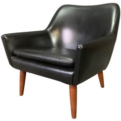 Vintage Danish Mid-Century Modern Leather and Teak Lounge Chair