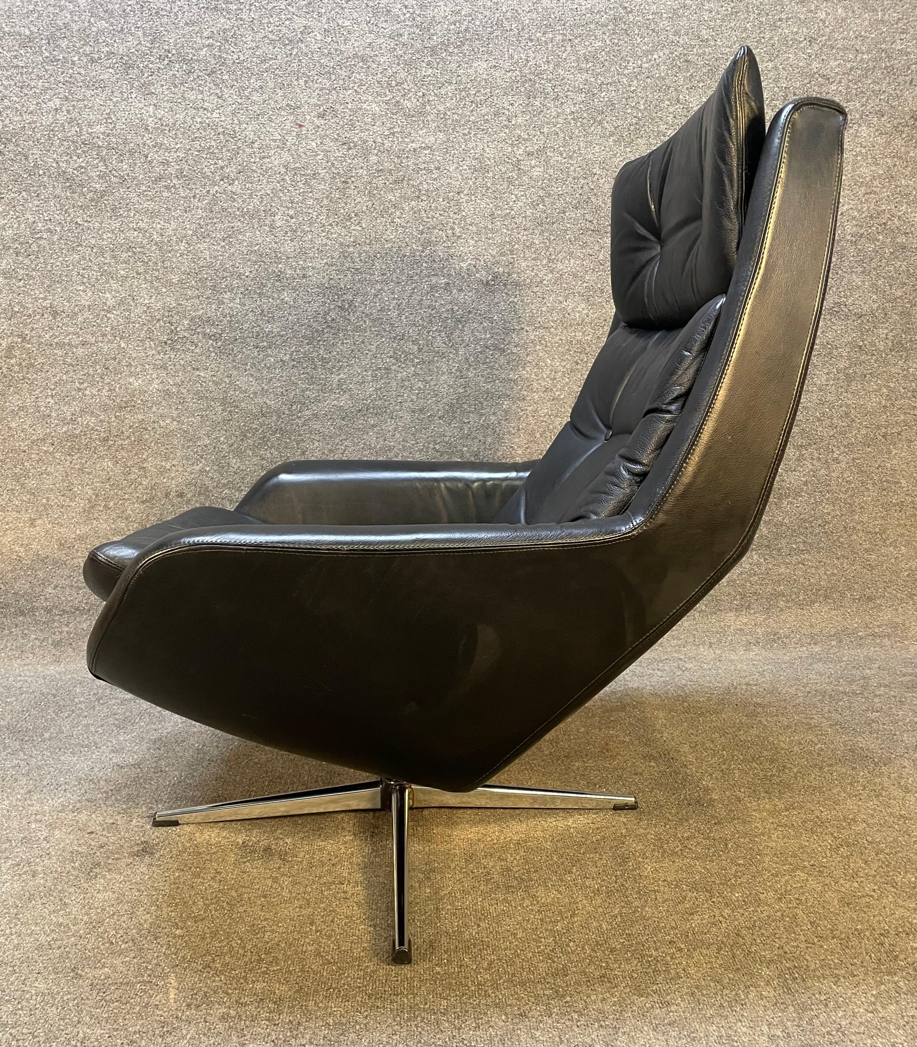 Mid-20th Century Vintage Danish Mid-Century Modern Leather Lounge Chair by Hw Klein for Bramin