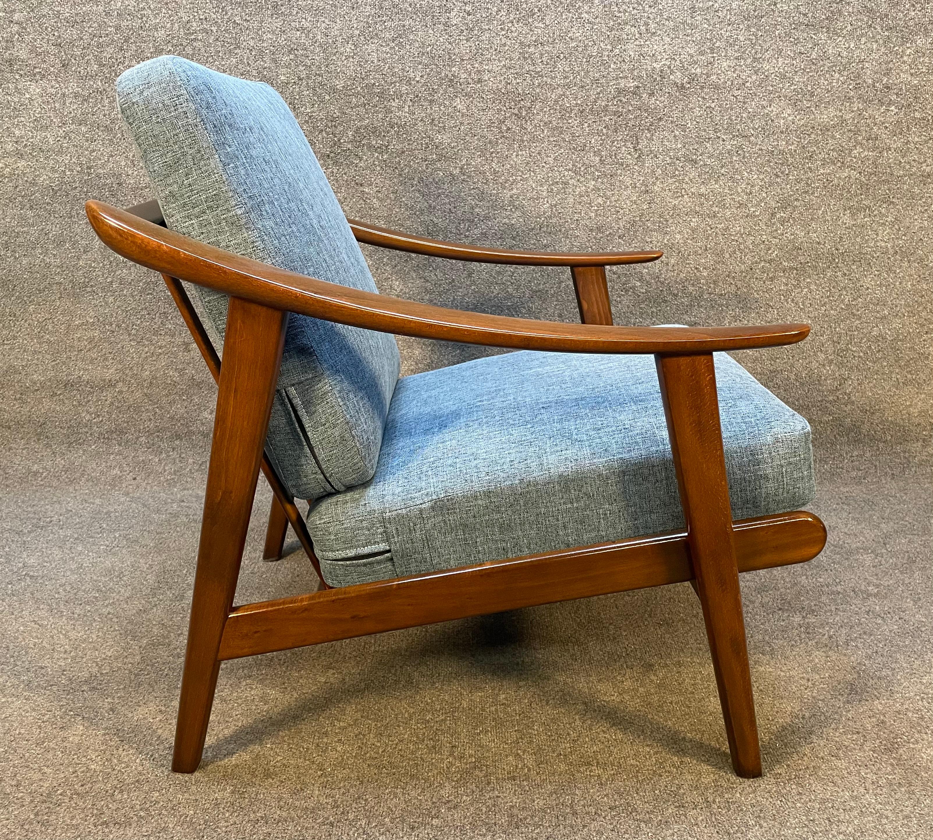 Birch Vintage Danish Mid Century Modern Lounge Chair in the Manner of Folke Ohlsson For Sale