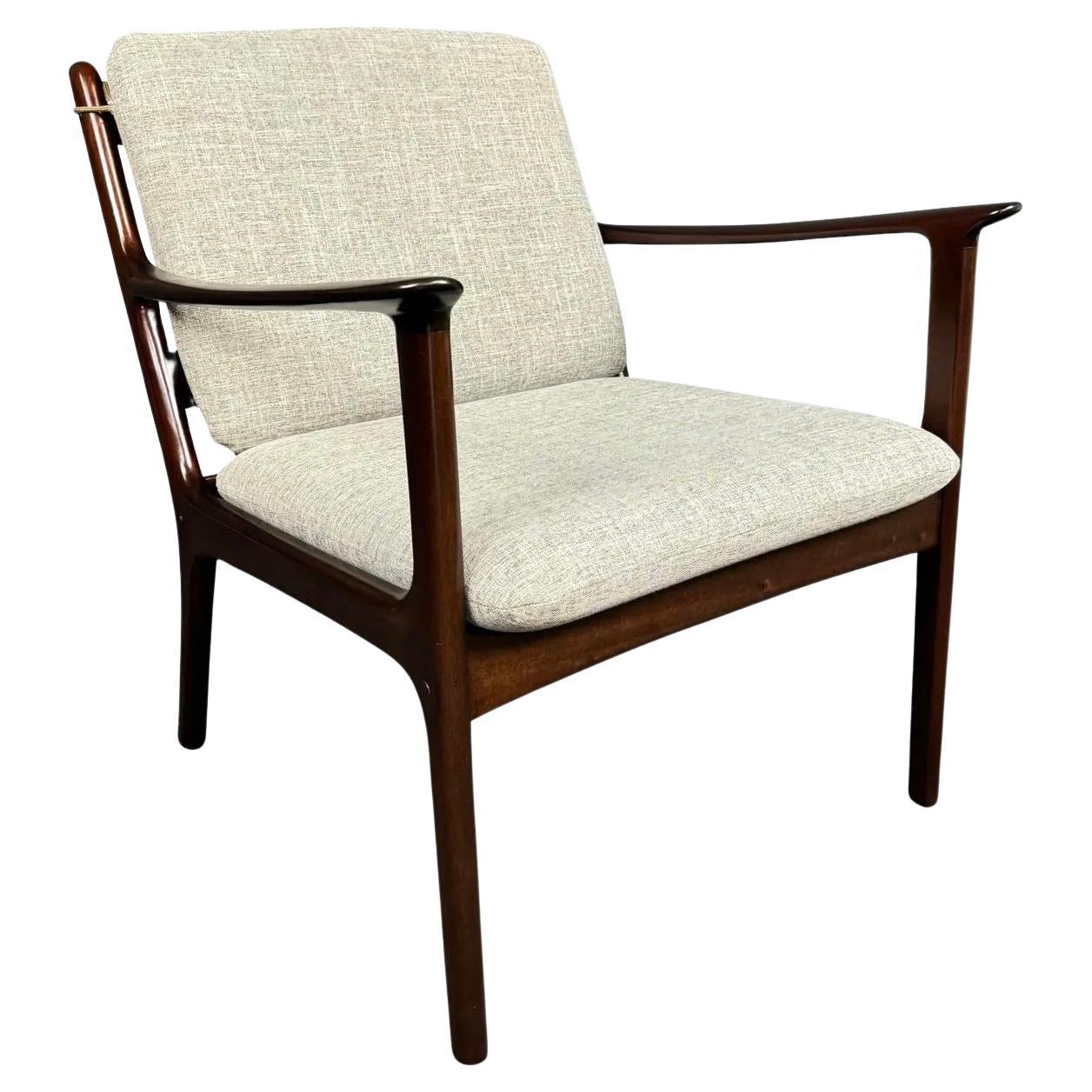 Vintage Danish Mid Century Modern Mahogany Lounge Chair By Ole Wanscher vintage-danish-mid-century-modern-mahogany-lounge-chair-by-ole-wanscher