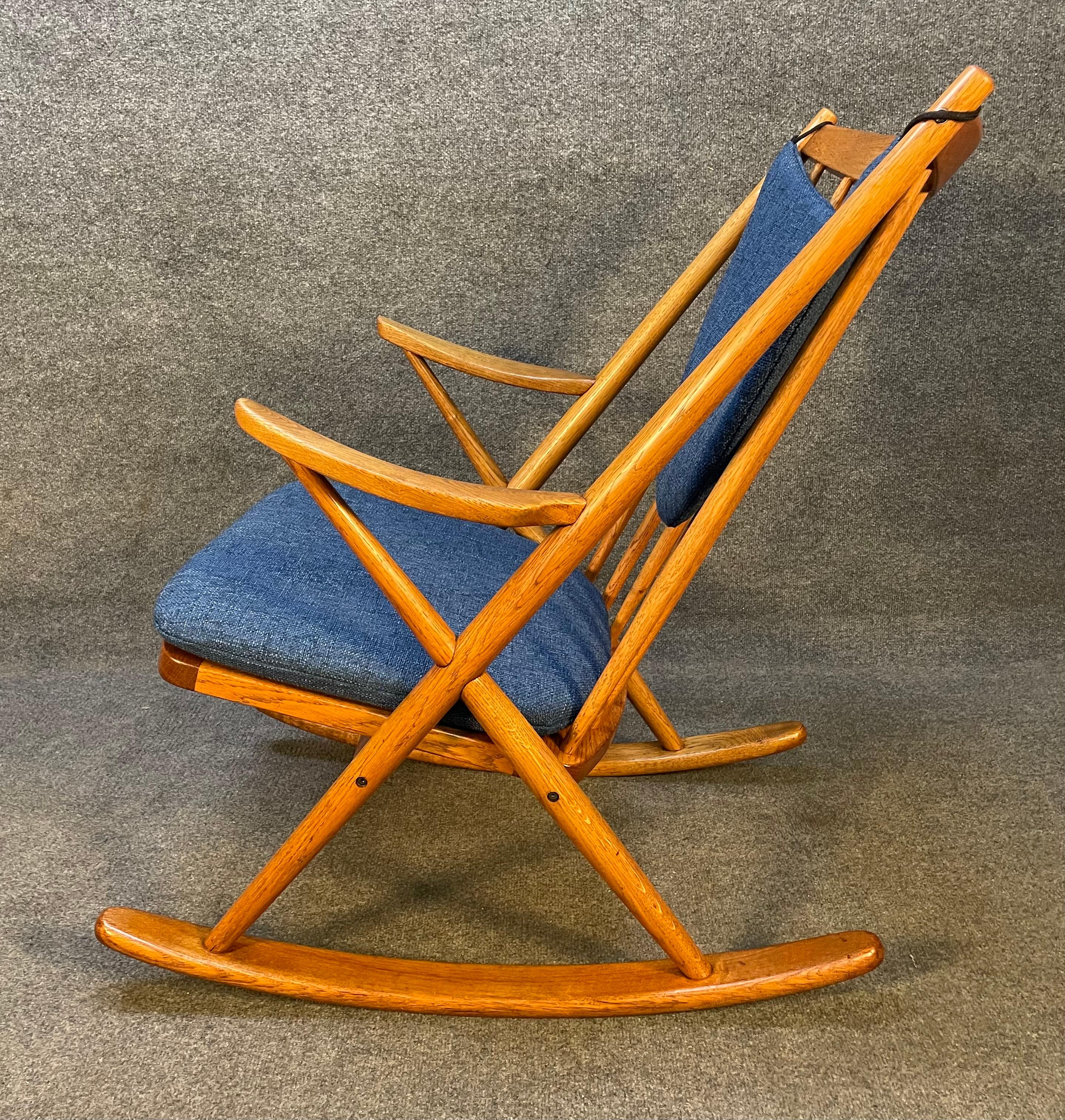 Mid-20th Century Vintage Danish Mid-Century Modern Oak Rocking Chair by Frank Reenskaug