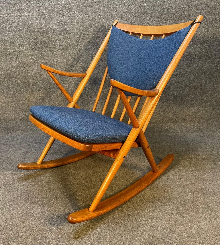 Vintage Danish Mid-Century Modern Oak Rocking Chair by Frank Reenskaug For Sale 1