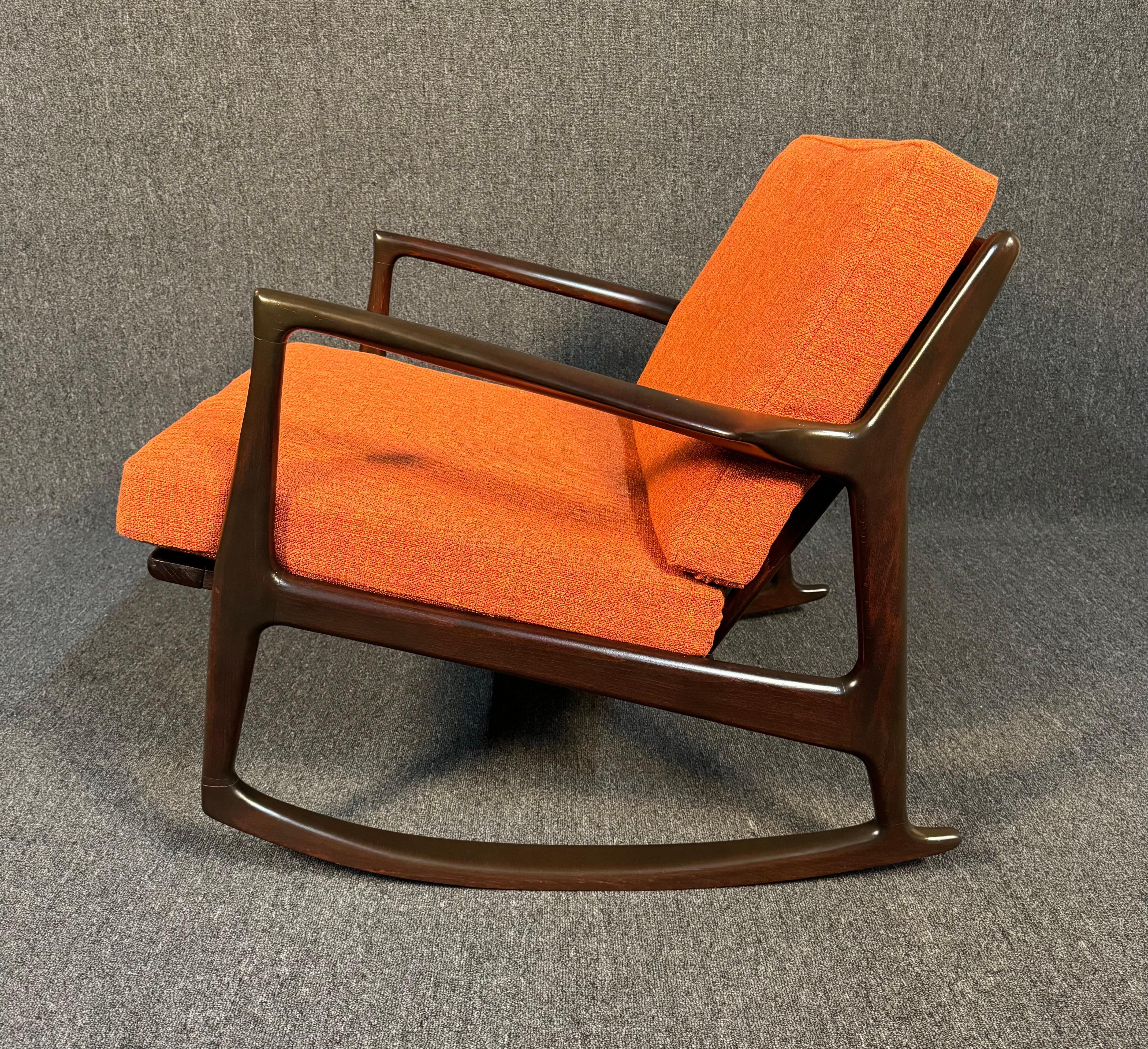 Woodwork Vintage Danish Mid Century Modern Rocking Chair by Kofod Larsen for Selig For Sale