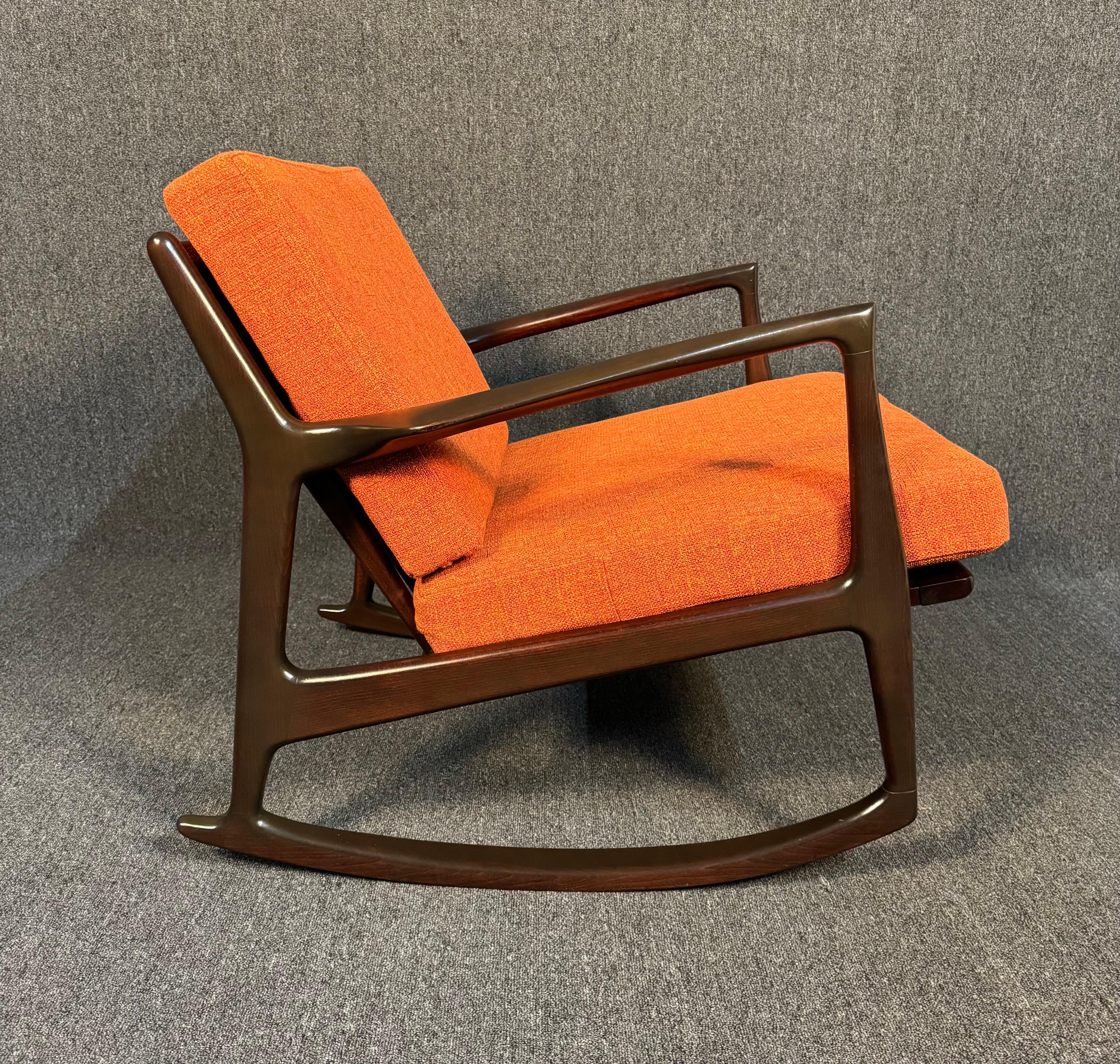 Beech Vintage Danish Mid Century Modern Rocking Chair by Kofod Larsen for Selig For Sale