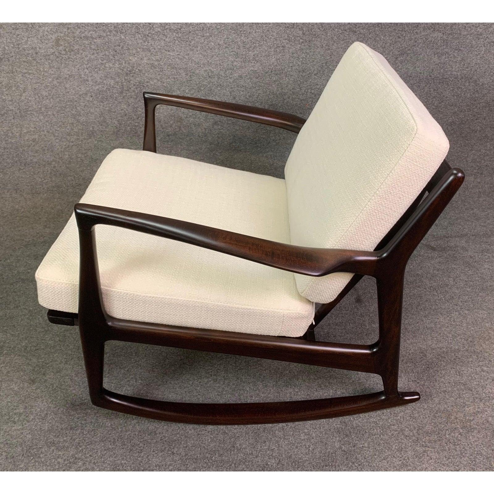 Wood Vintage Danish Mid-Century Modern Rocking Chair by Kofod Larsen for Selig For Sale