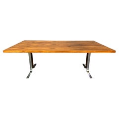 Grande table basse danoise vintage en bois de rose et chrome, moderne du milieu du siècle dernier
