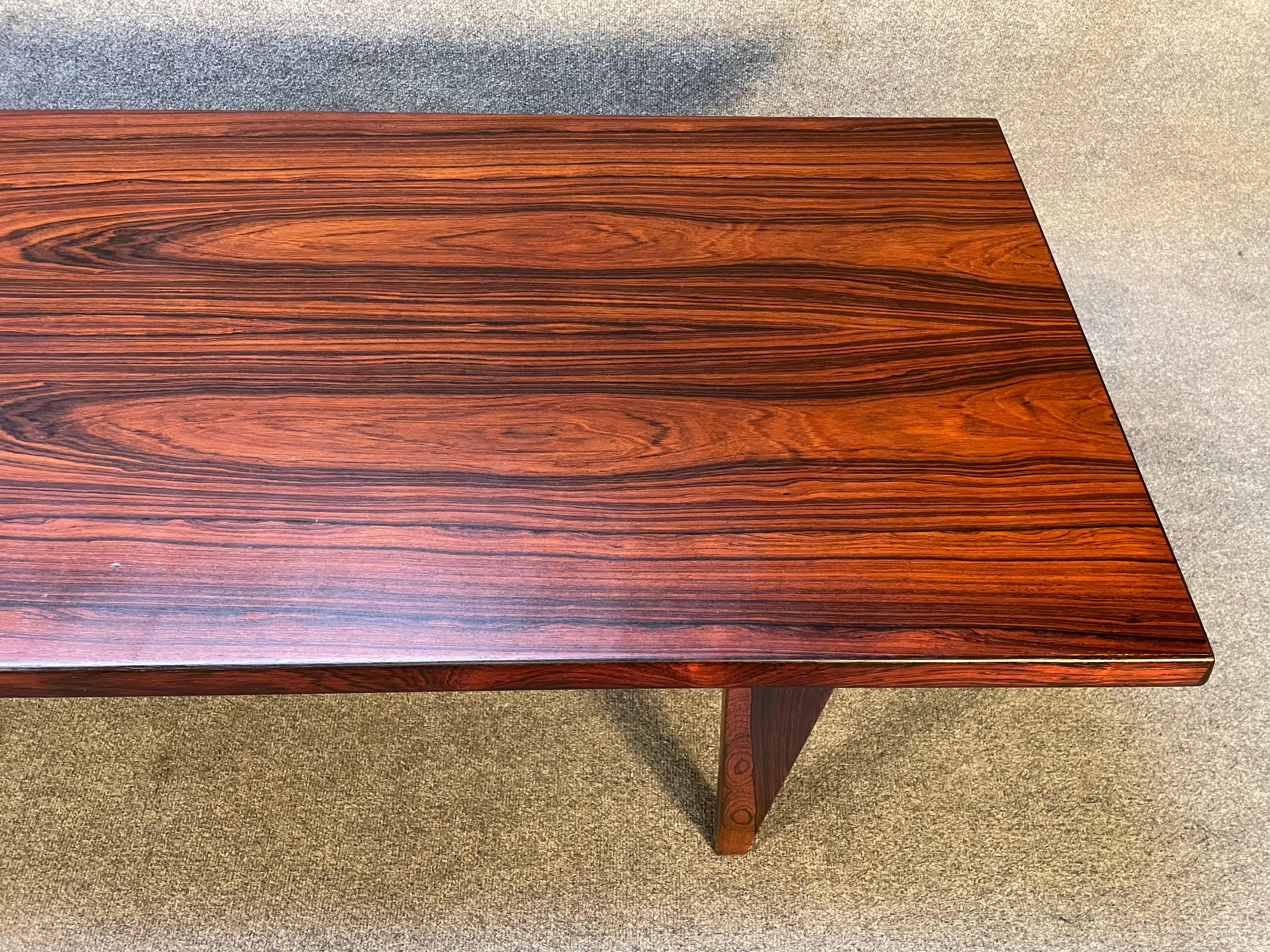 Vintage Danish Mid-Century Modern Rosewood and Marble Coffee Table In Good Condition For Sale In San Marcos, CA