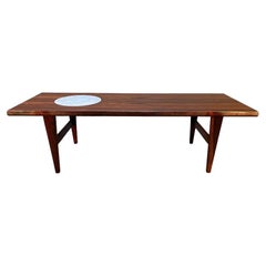 Vintage Danish Mid-Century Modern Rosewood and Marble Coffee Table