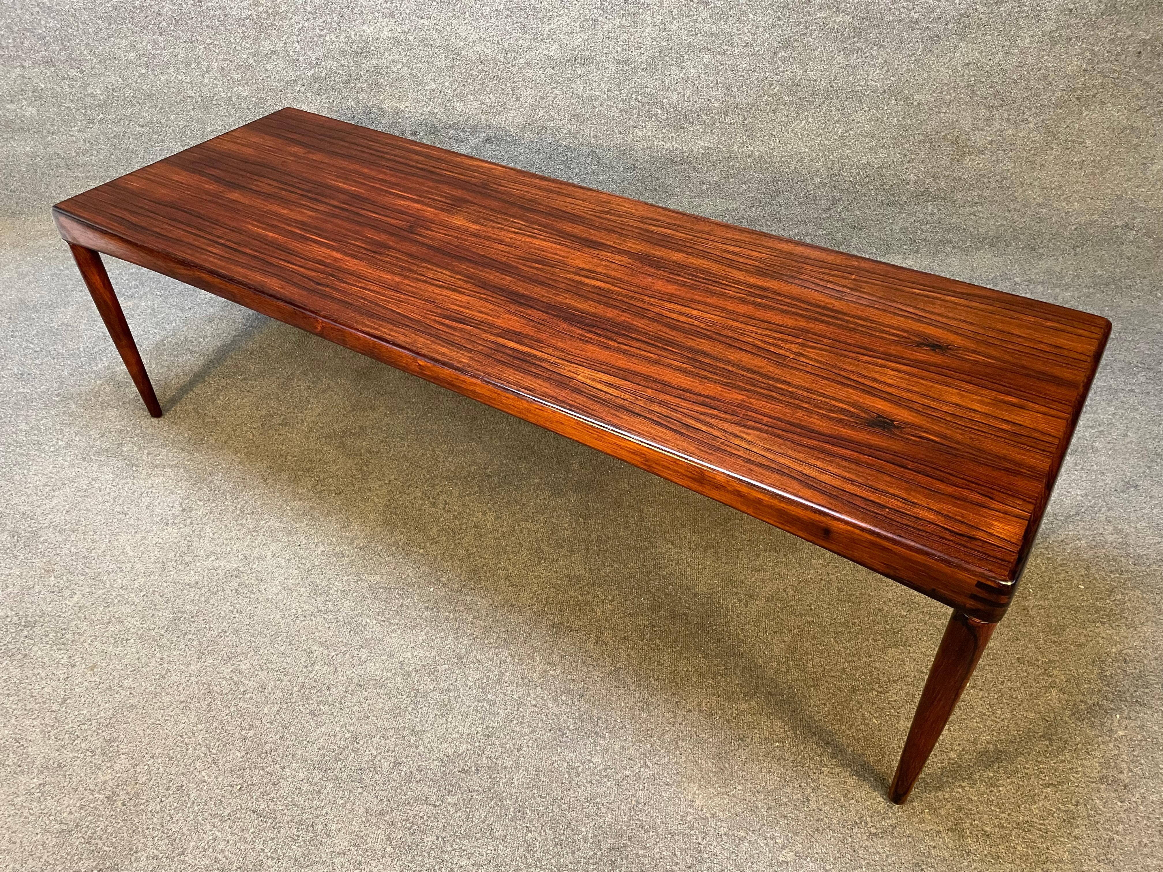 Vintage Danish Mid Century Modern Rosewood Coffee Table by HW Klein for Bramin In Good Condition In San Marcos, CA
