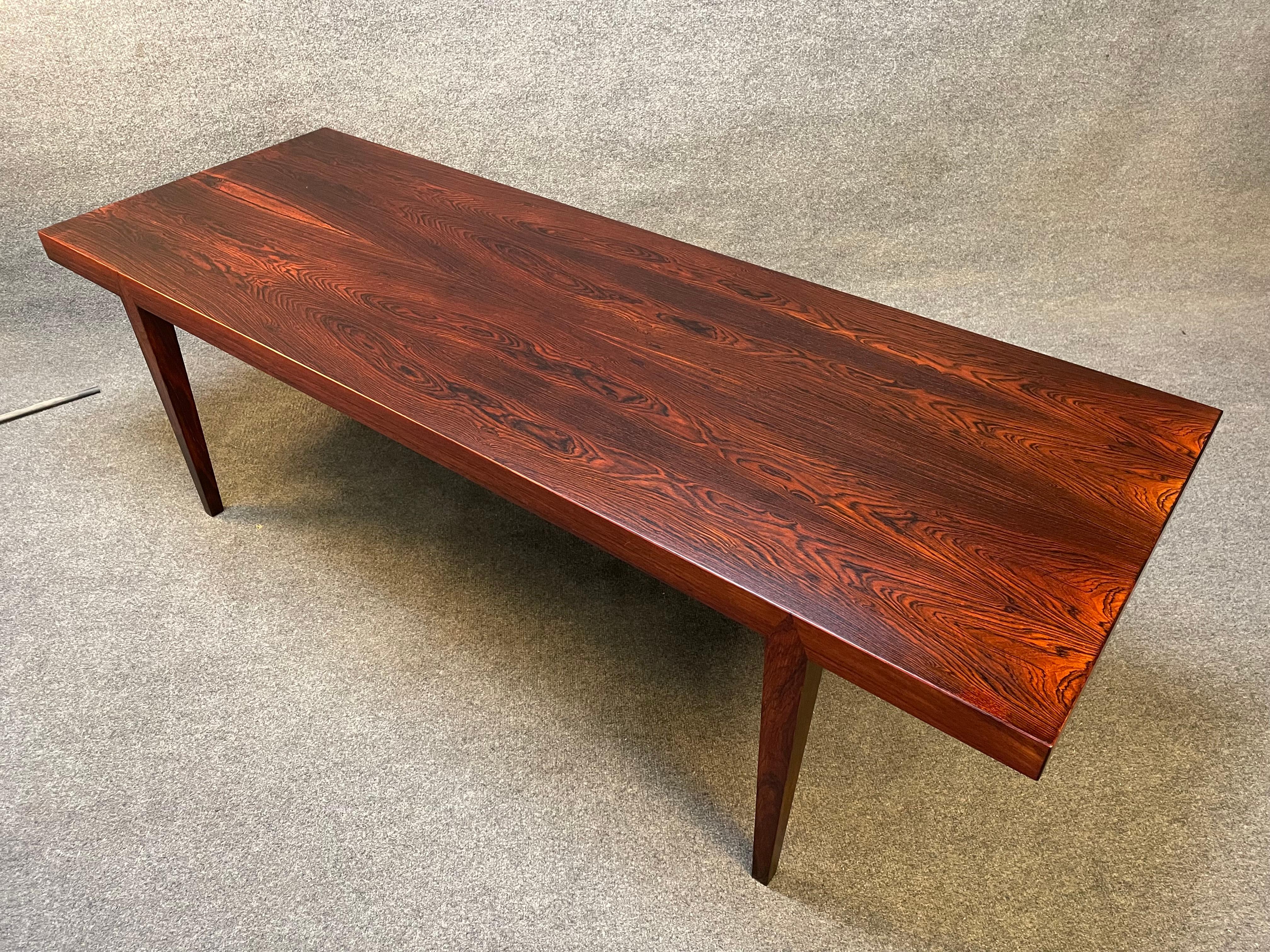 Vintage Danish Mid Century Modern Rosewood Coffee Table by Severin Hansen For Sale 5