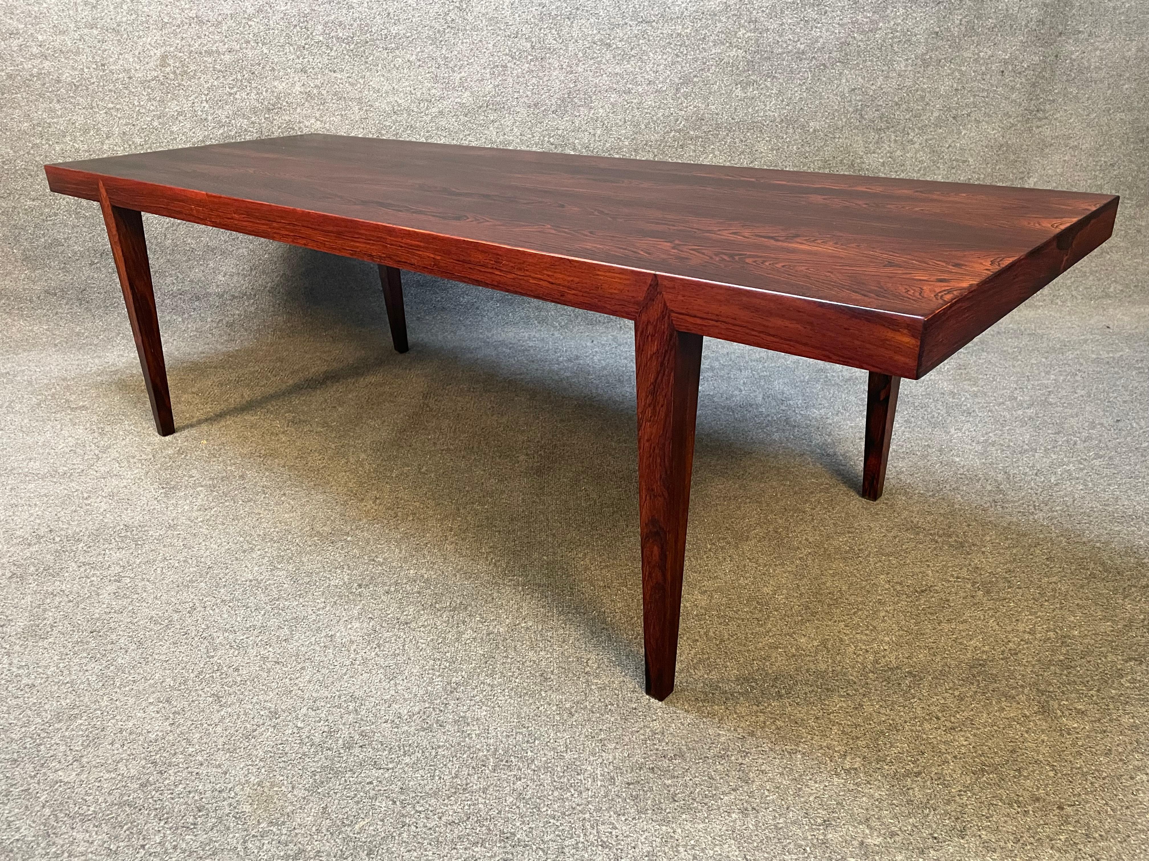Mid-20th Century Vintage Danish Mid Century Modern Rosewood Coffee Table by Severin Hansen For Sale