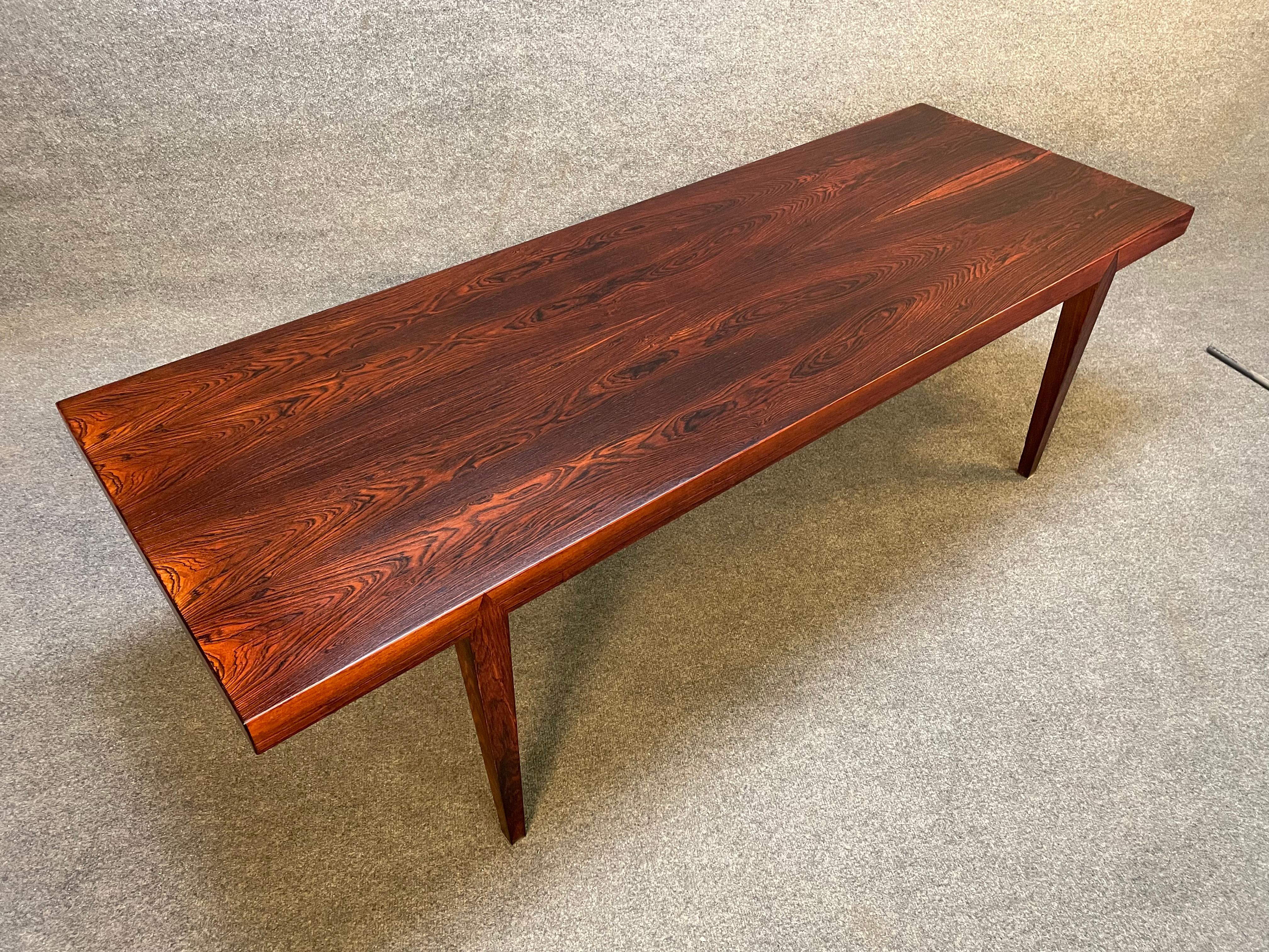 Vintage Danish Mid Century Modern Rosewood Coffee Table by Severin Hansen For Sale 1