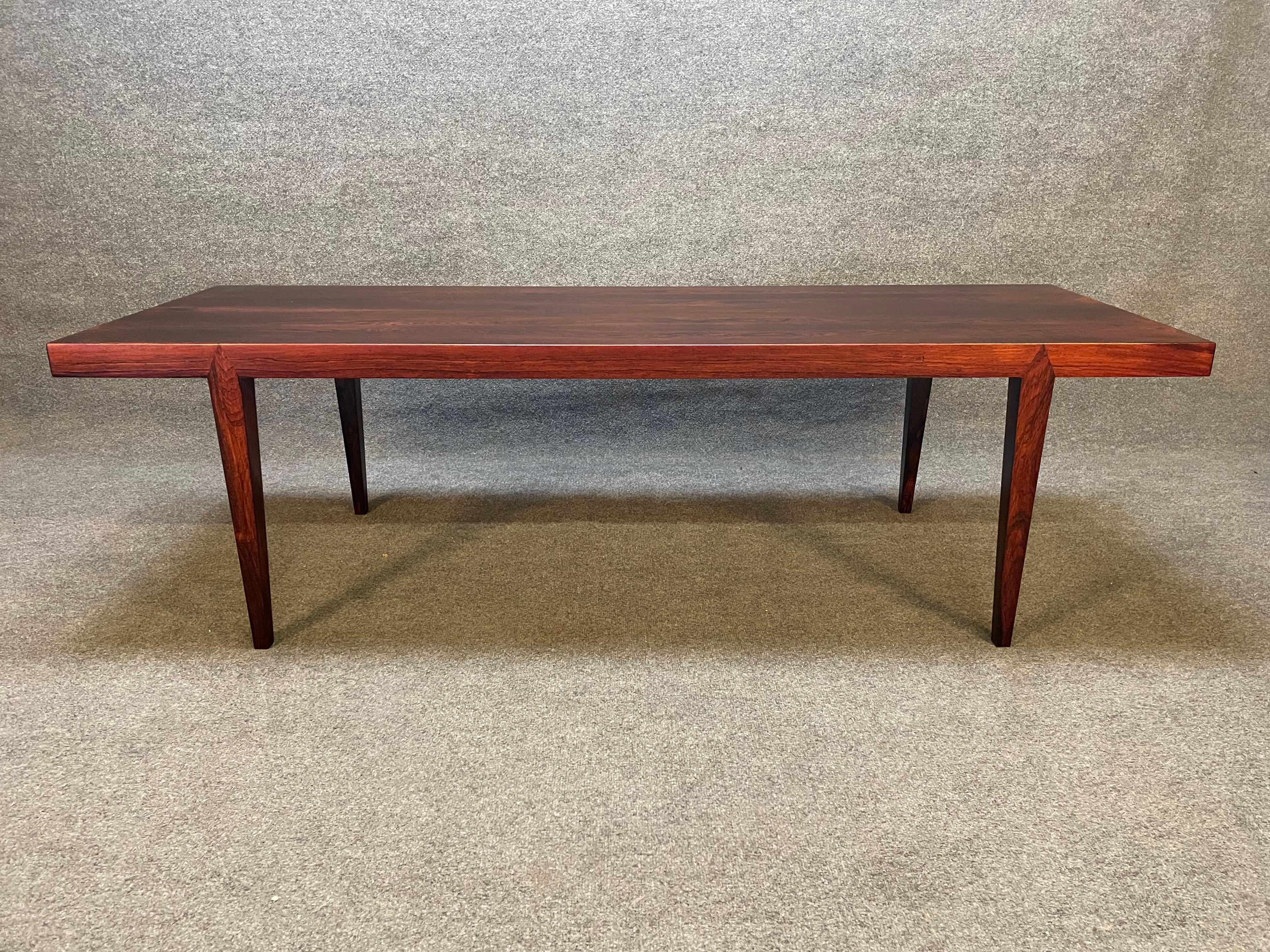 Vintage Danish Mid Century Modern Rosewood Coffee Table by Severin Hansen For Sale 2
