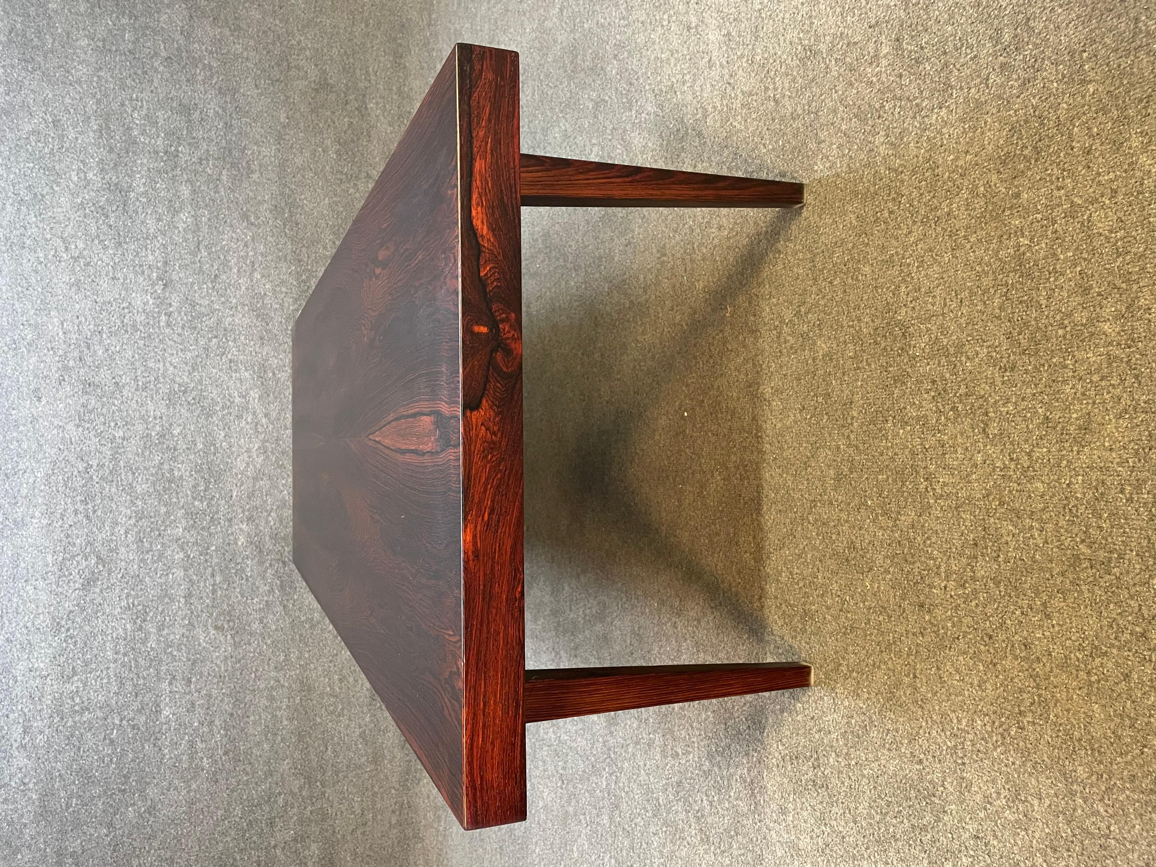 Vintage Danish Mid Century Modern Rosewood Coffee Table by Severin Hansen For Sale 3