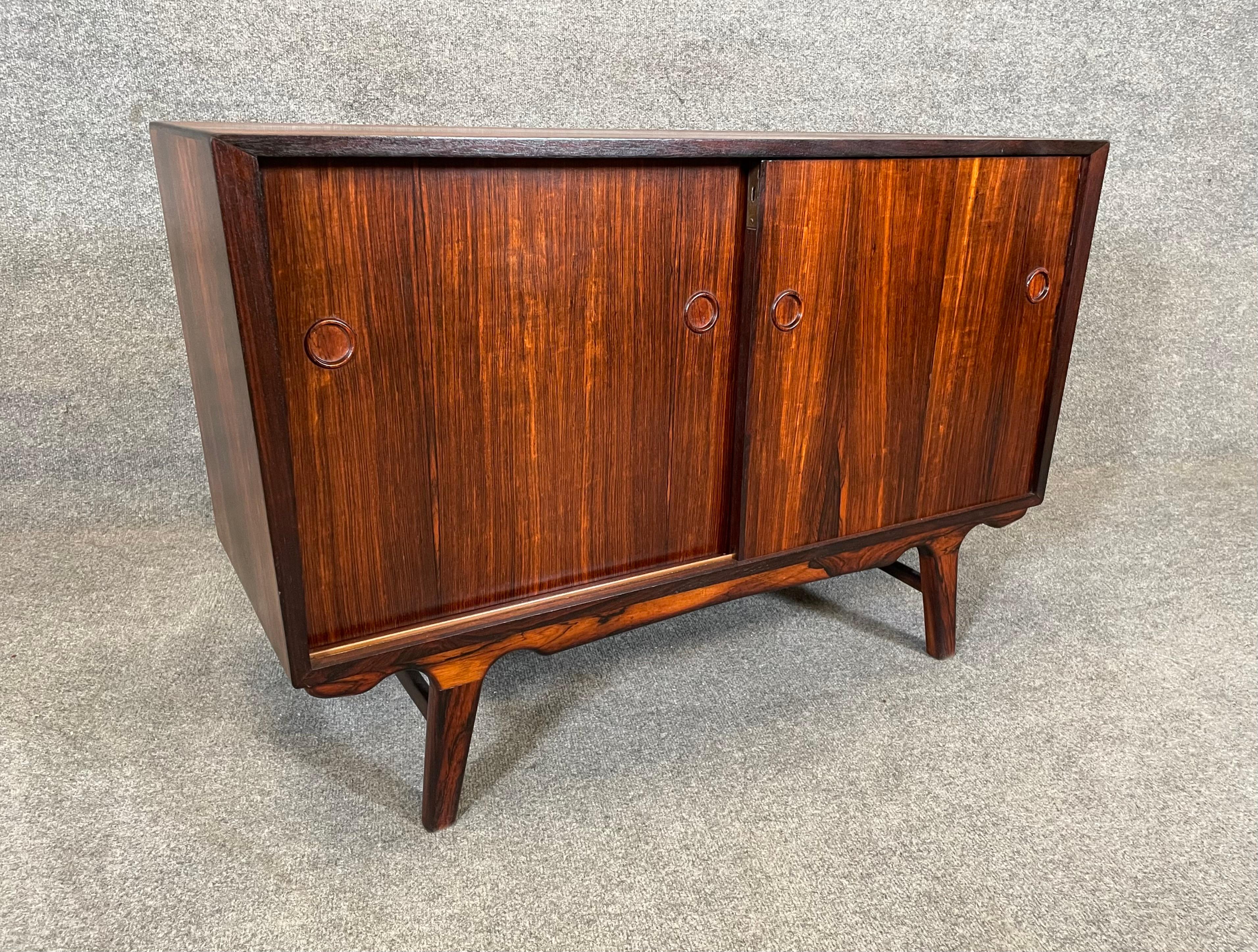 Scandinavian Modern Vintage Danish Mid Century Modern Rosewood Compact Cabinet For Sale