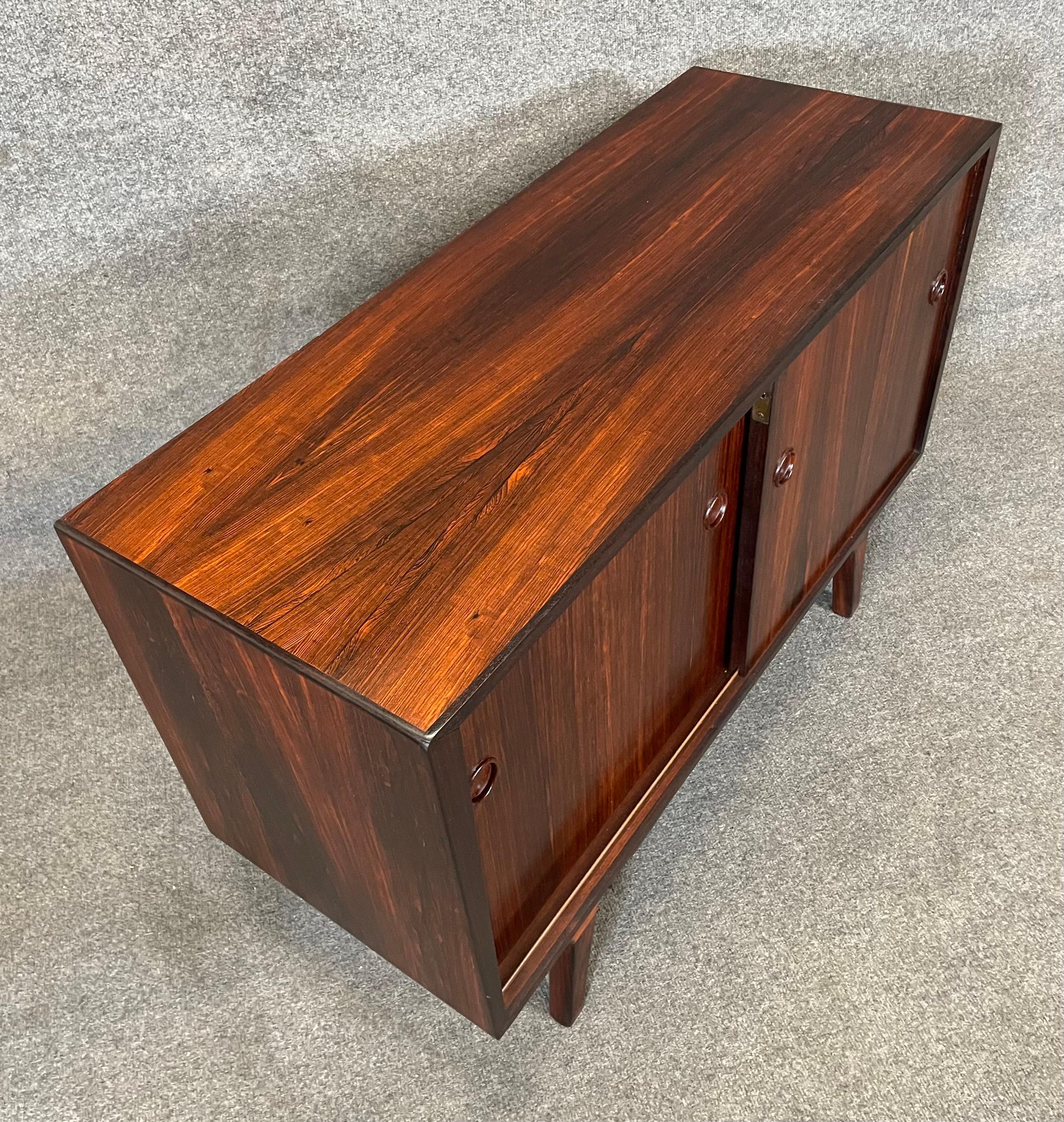 Woodwork Vintage Danish Mid Century Modern Rosewood Compact Cabinet For Sale