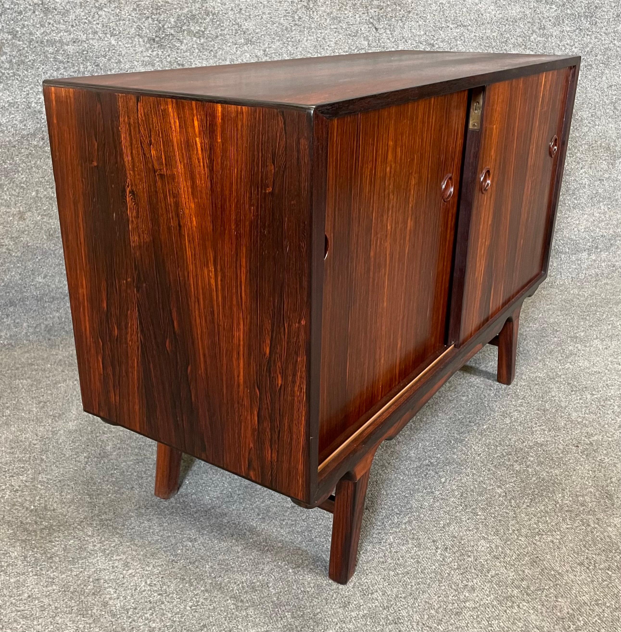Vintage Danish Mid Century Modern Rosewood Compact Cabinet For Sale 2