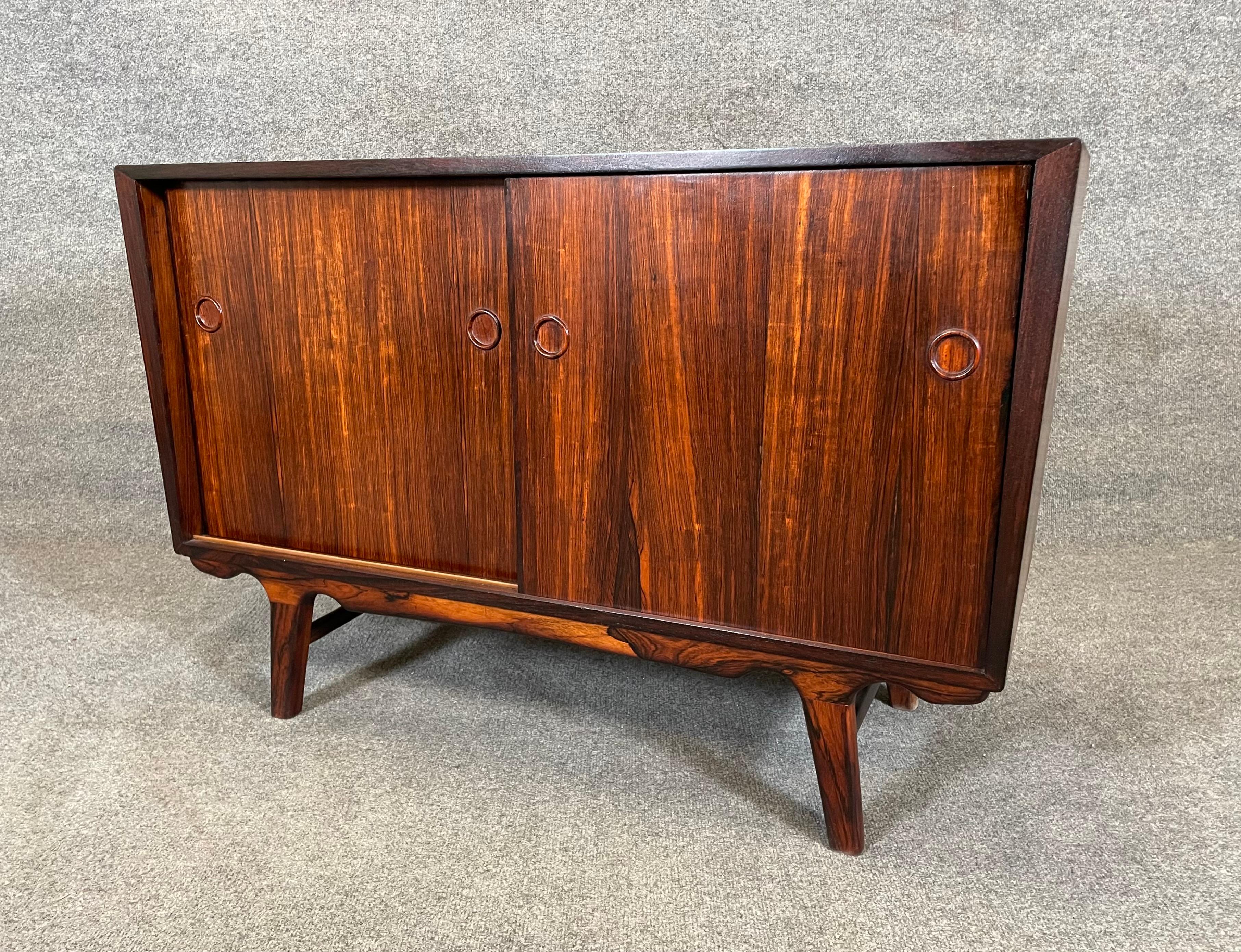 Vintage Danish Mid Century Modern Rosewood Compact Cabinet For Sale 3