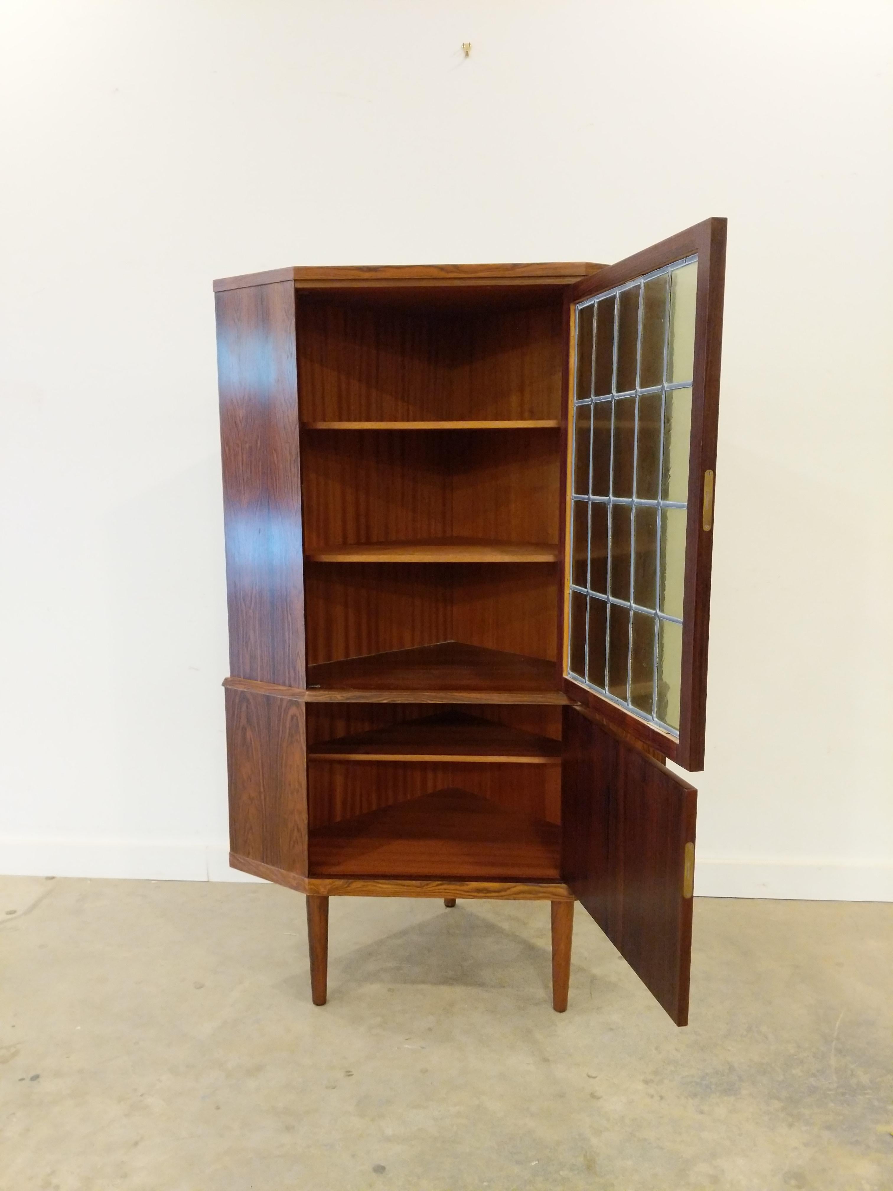 Scandinavian Modern Vintage Danish Mid Century Modern Rosewood Corner Cabinet For Sale