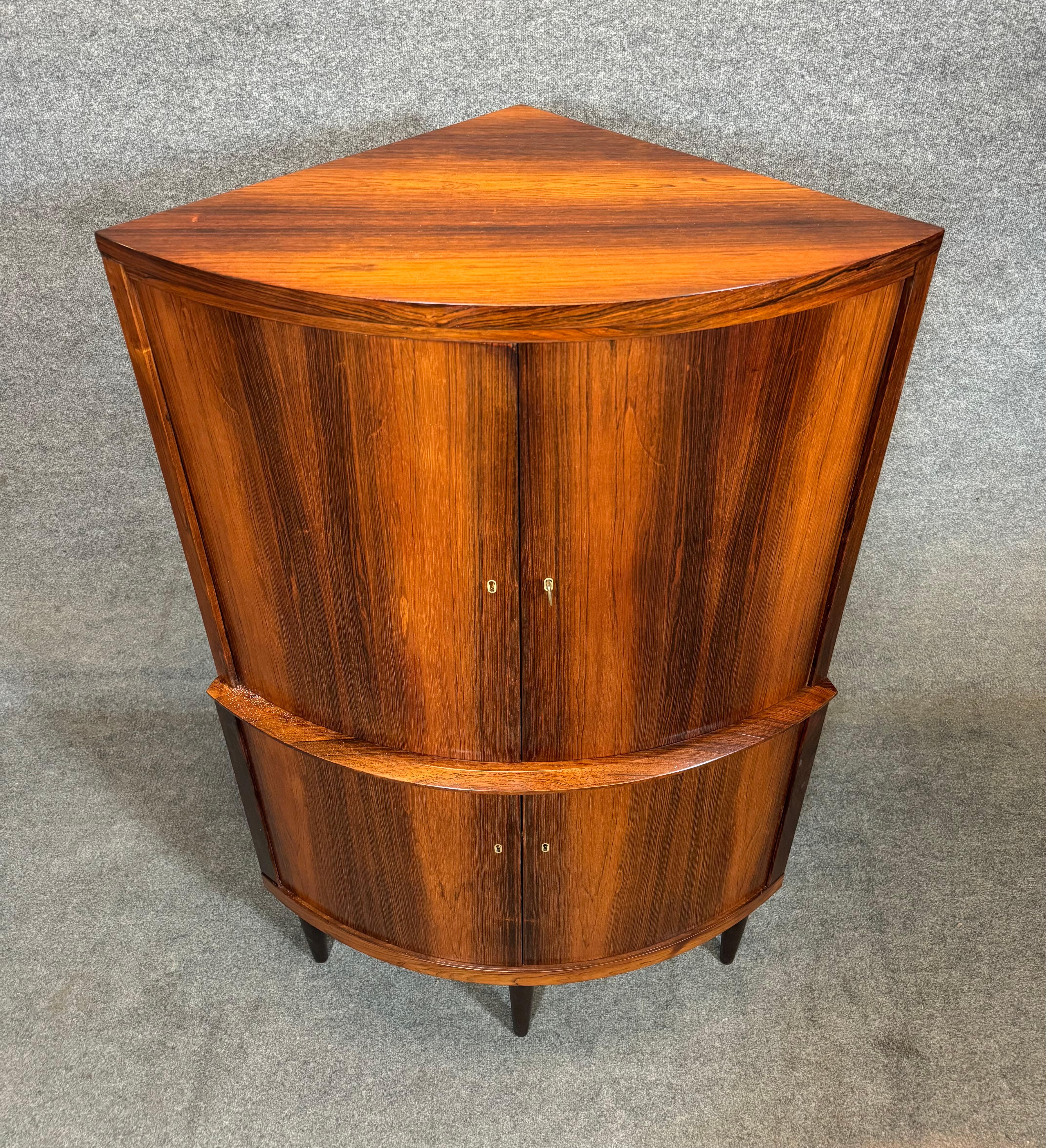 Vintage Danish Mid Century Modern Rosewood Corner Cabinet 2