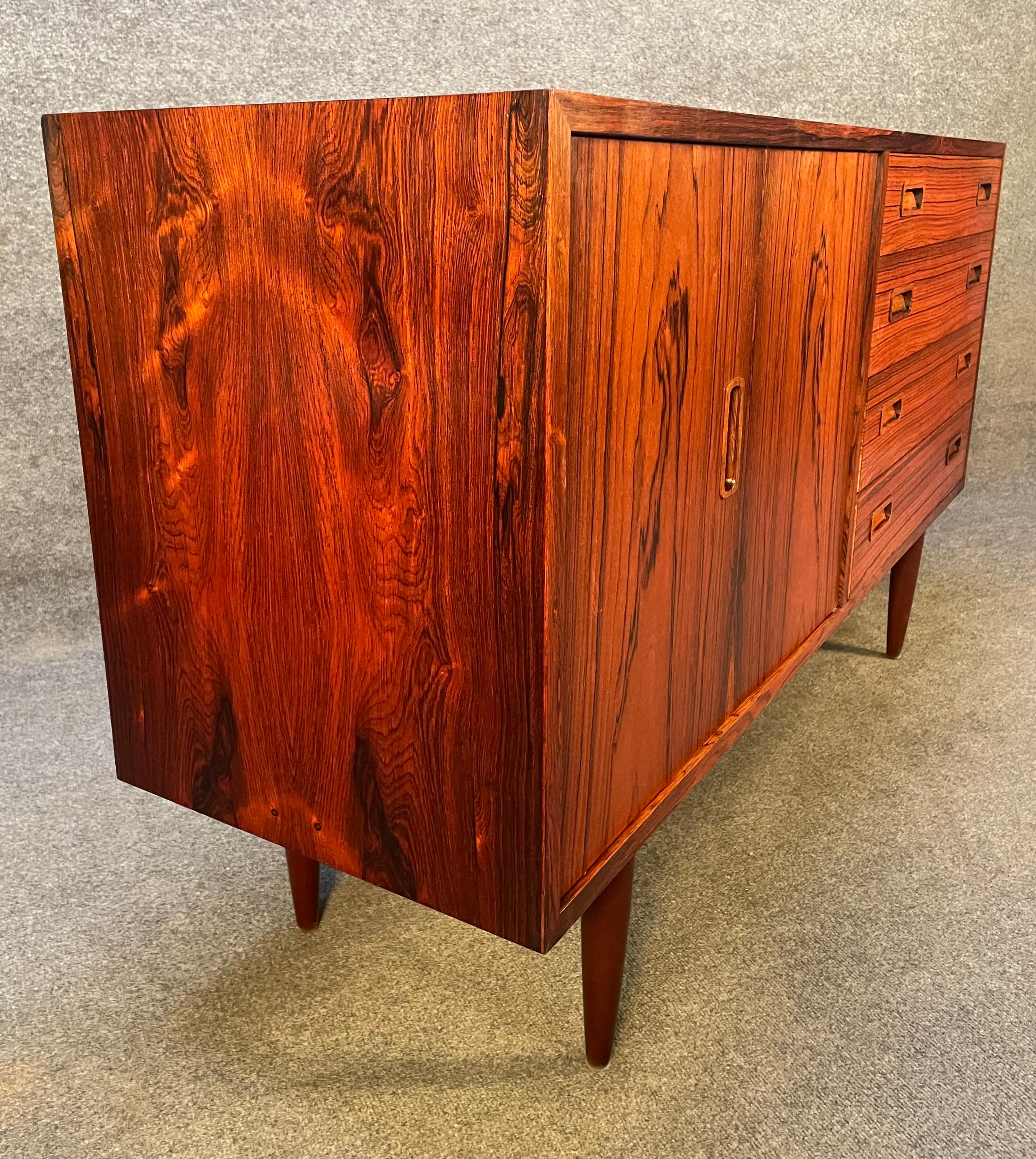 Mid-20th Century Vintage Danish Mid-Century Modern Rosewood Credenza by Poul Hundevad