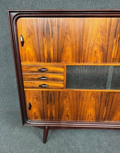 Vintage Danish Mid Century Modern Rosewood Credenza Hutch