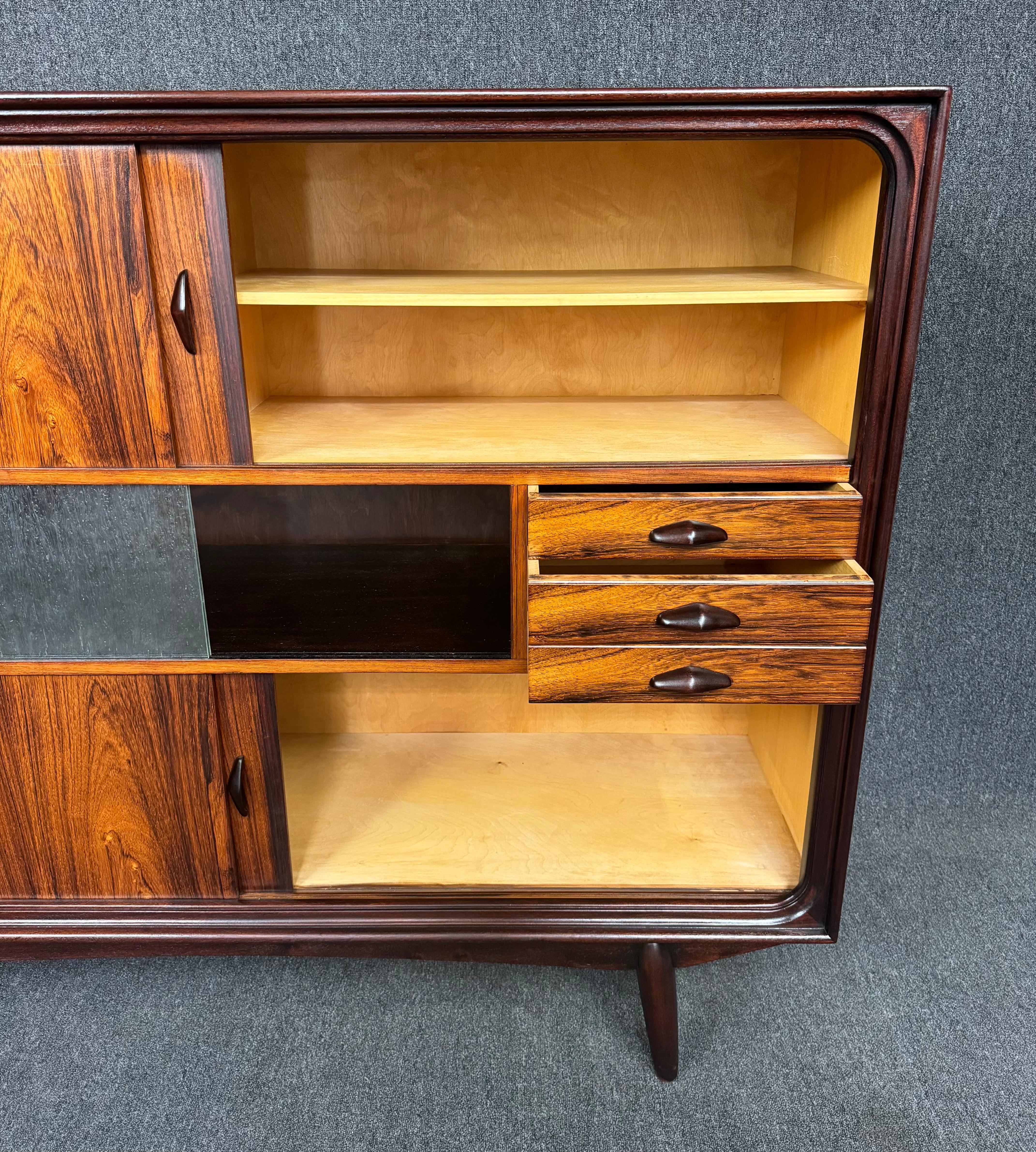 Woodwork Vintage Danish Mid Century Modern Rosewood Credenza Hutch For Sale