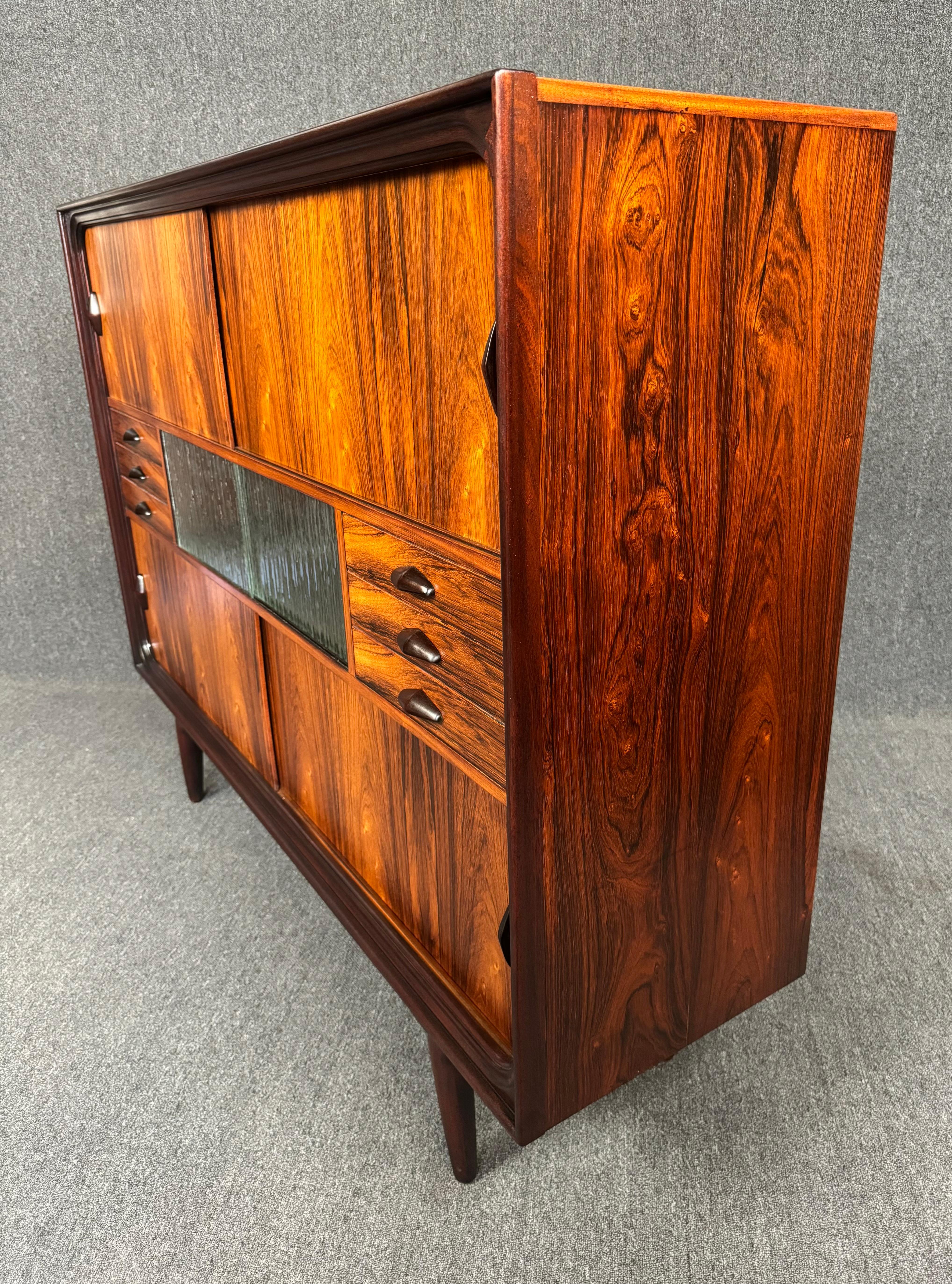 Mid-20th Century Vintage Danish Mid Century Modern Rosewood Credenza Hutch For Sale