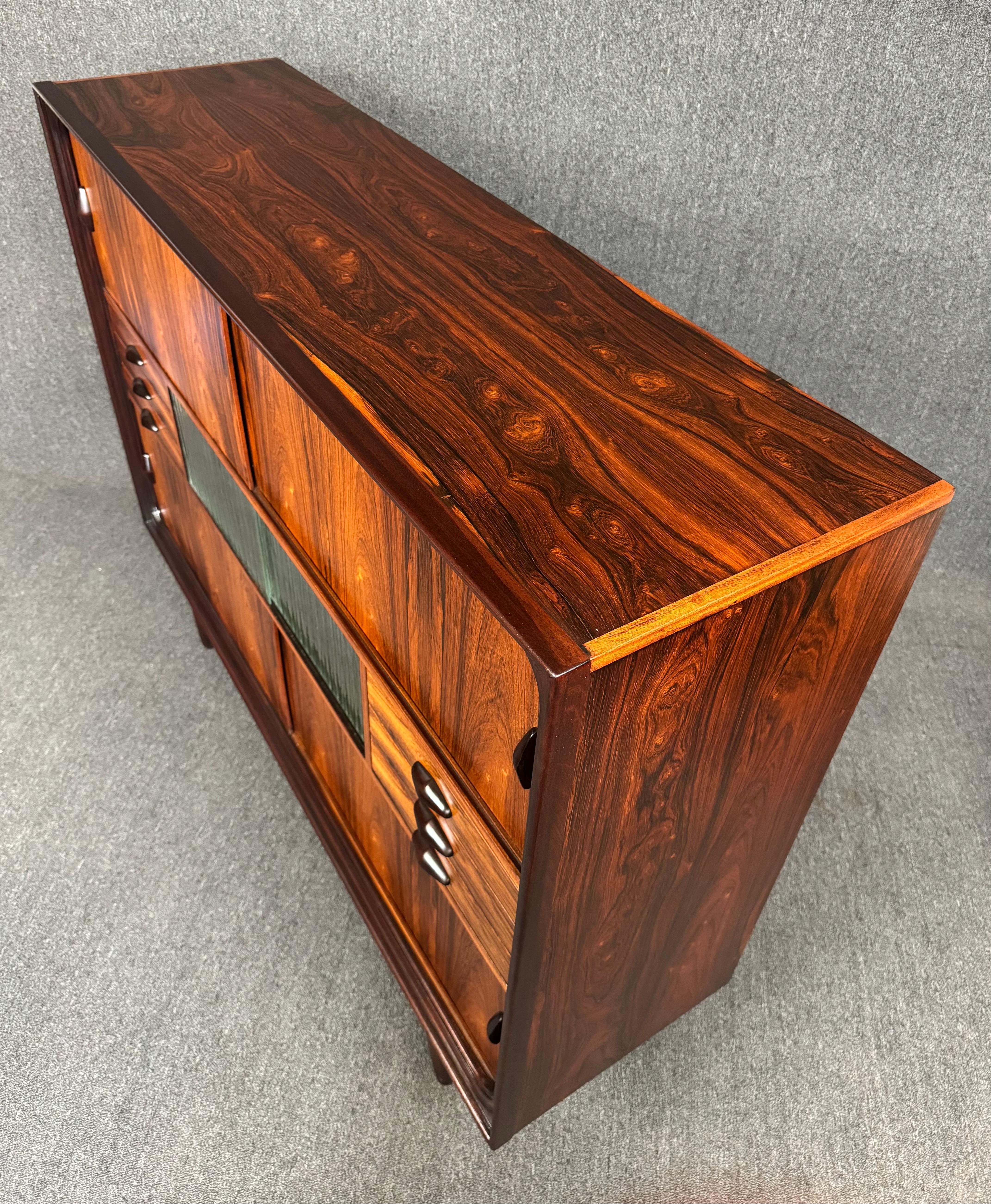 Vintage Danish Mid Century Modern Rosewood Credenza Hutch For Sale 1
