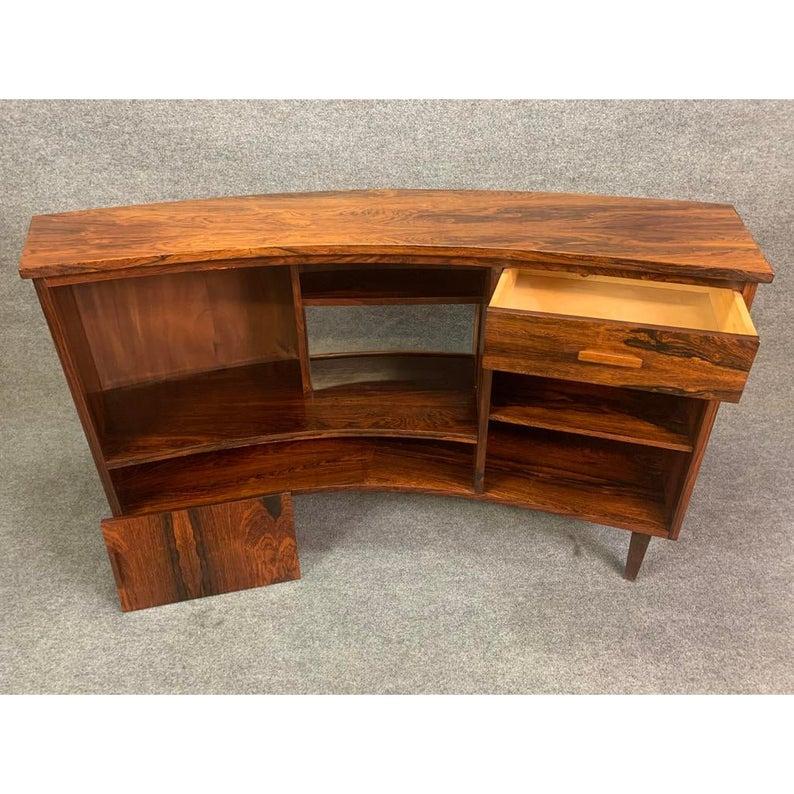 Woodwork Vintage Danish Mid-Century Rosewood Curved Counter Bar