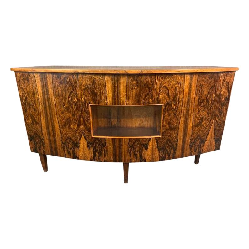 Vintage Danish Mid-Century Rosewood Curved Counter Bar