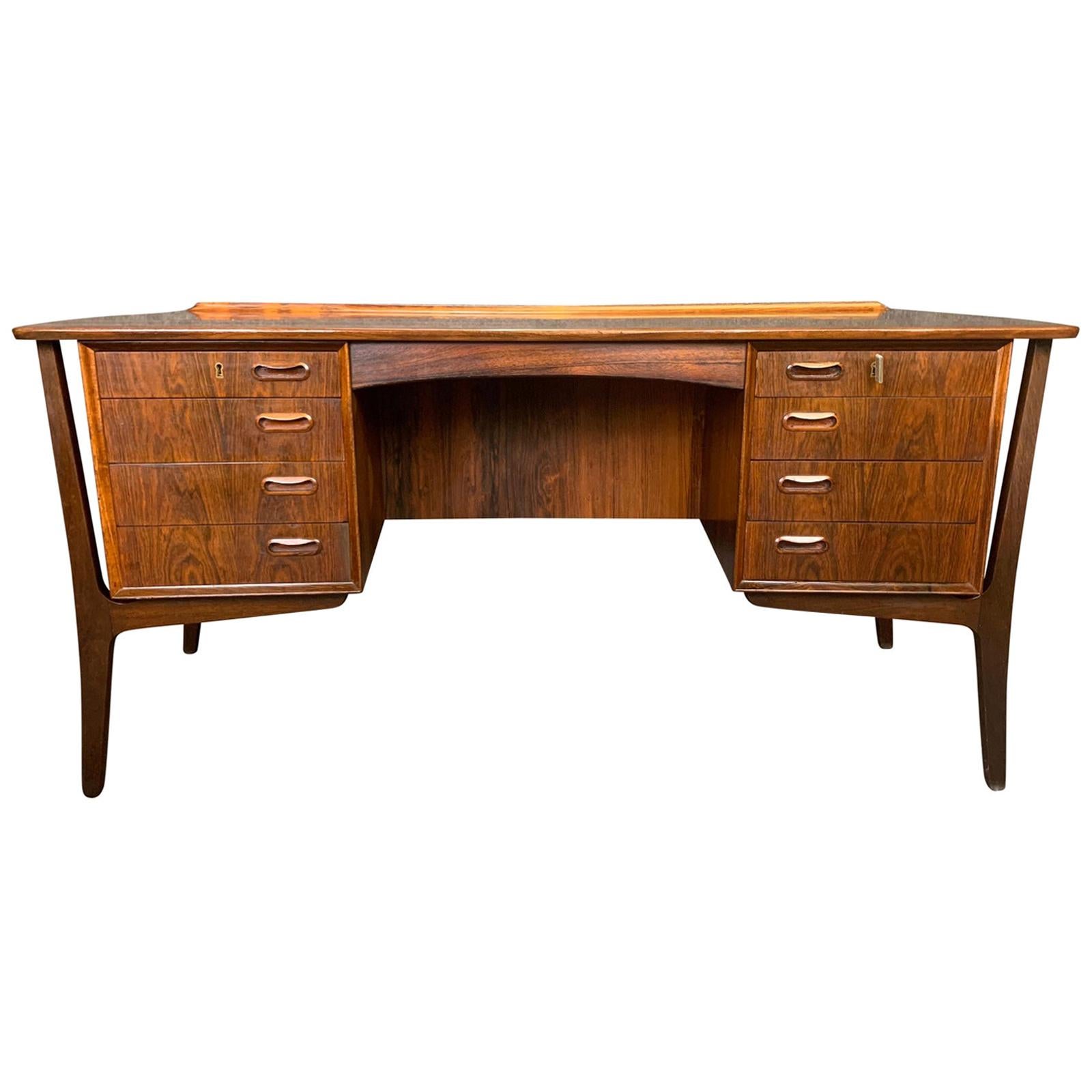 Vintage Danish Mid-Century Modern Rosewood Desk by Svend Madsen for Hp Hansen