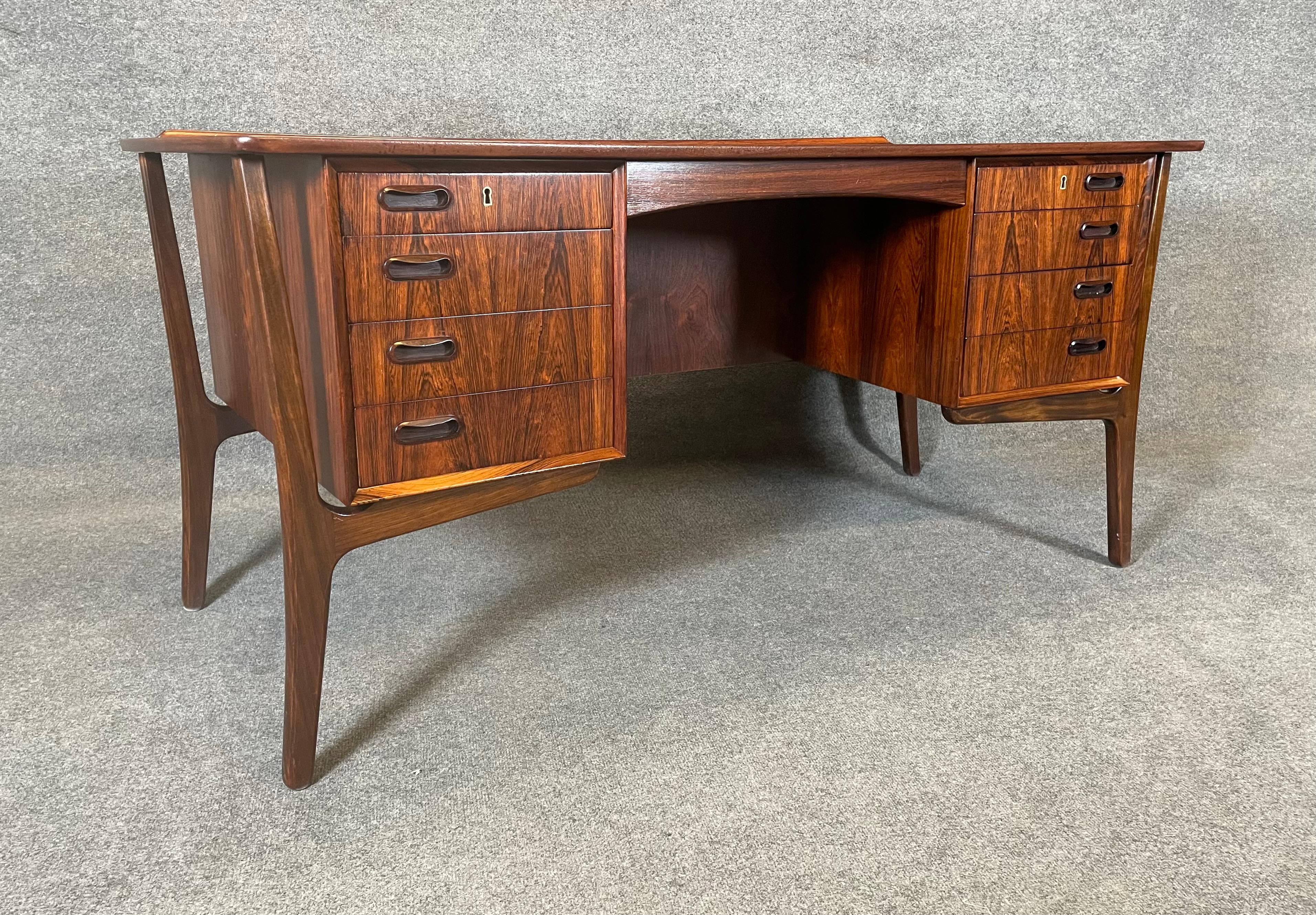 Woodwork Vintage Danish Mid Century Modern Rosewood Desk by Svend Madsen