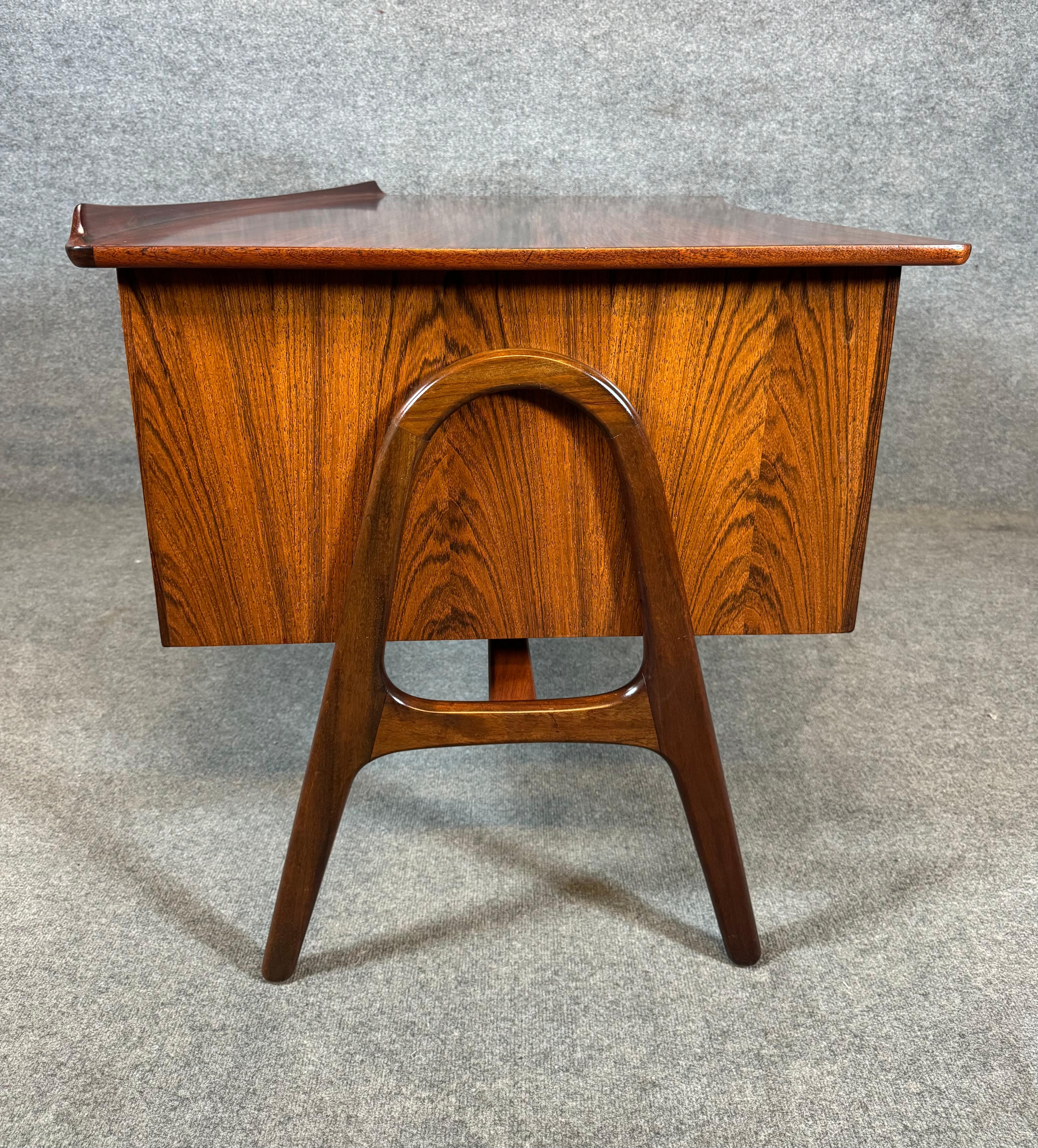 Vintage Danish Mid Century Modern Rosewood Desk by Svend Madsen In Good Condition In San Marcos, CA