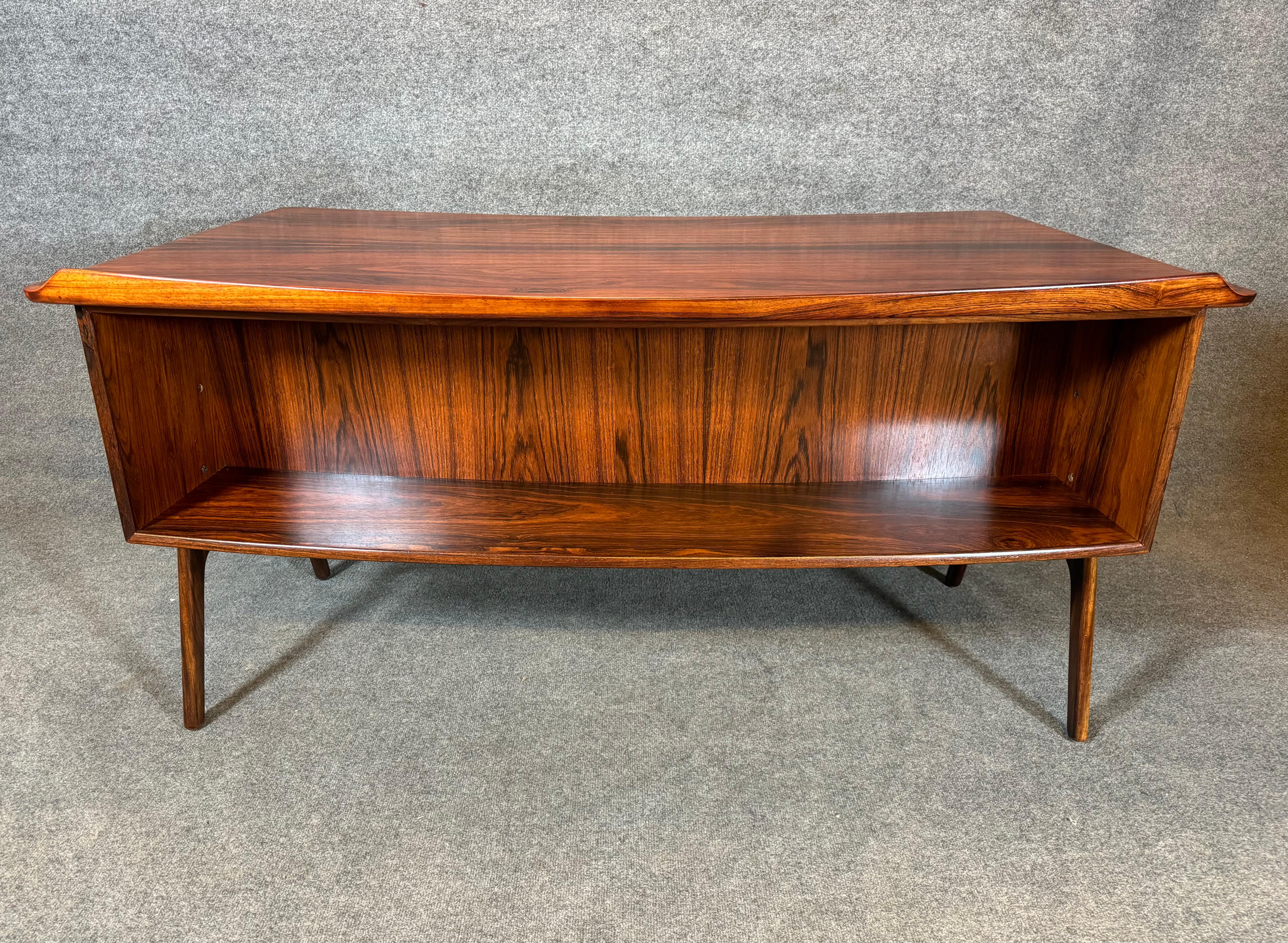 Vintage Danish Mid Century Modern Rosewood Desk by Svend Madsen 1