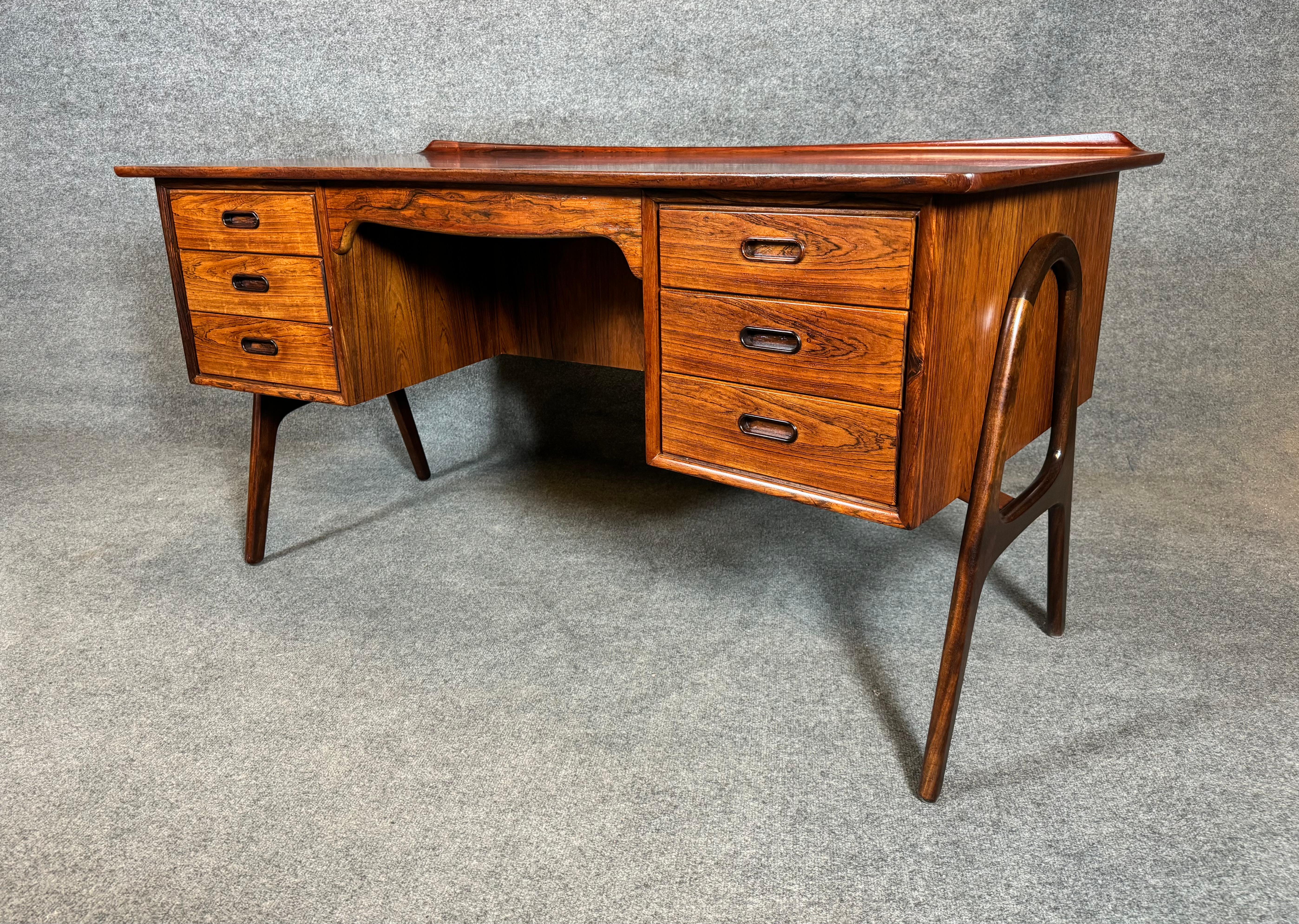 Vintage Danish Mid Century Modern Rosewood Desk by Svend Madsen 3