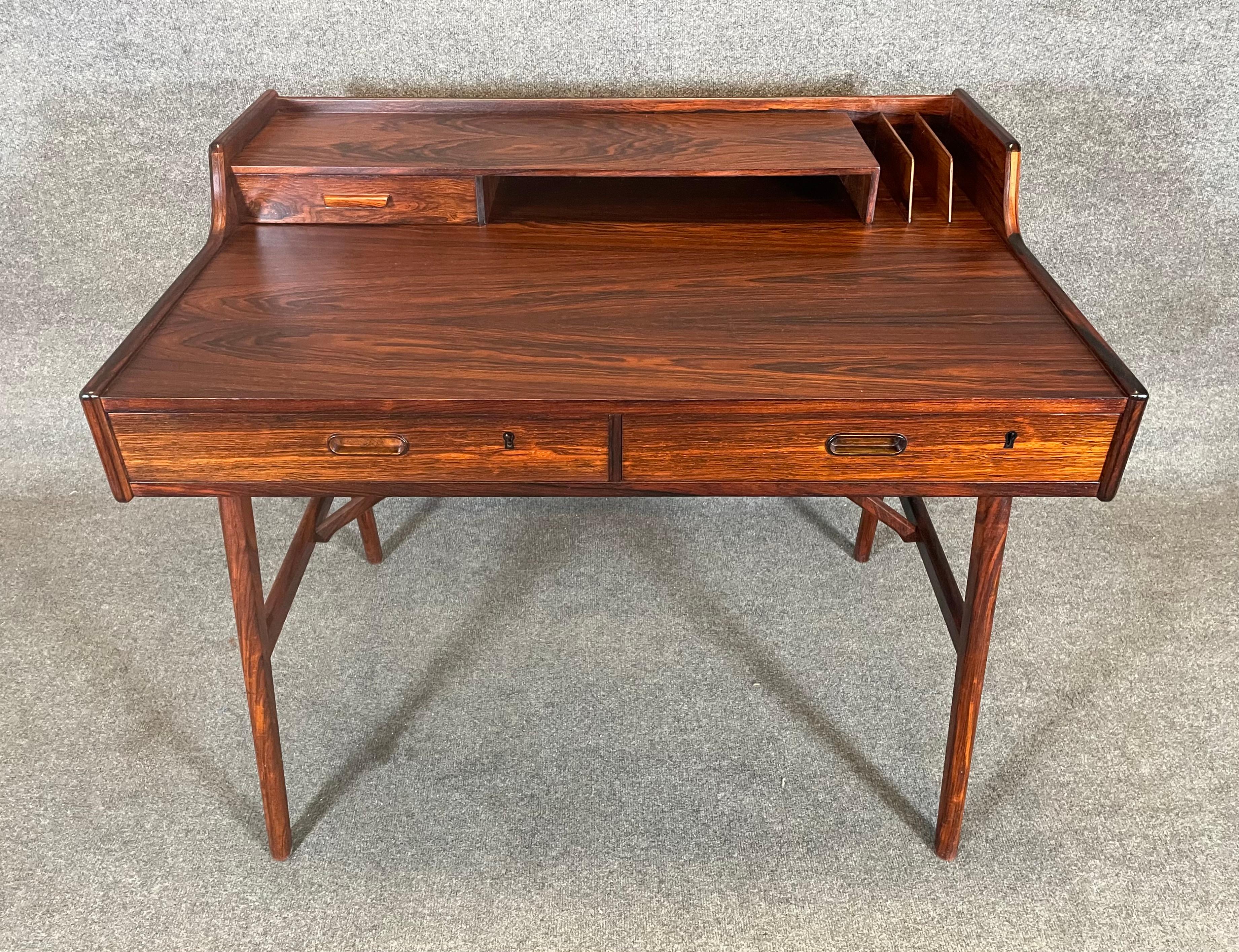 Vintage Danish Mid Century Modern Rosewood Desk Model 56 by Arne Wall Iversen 4
