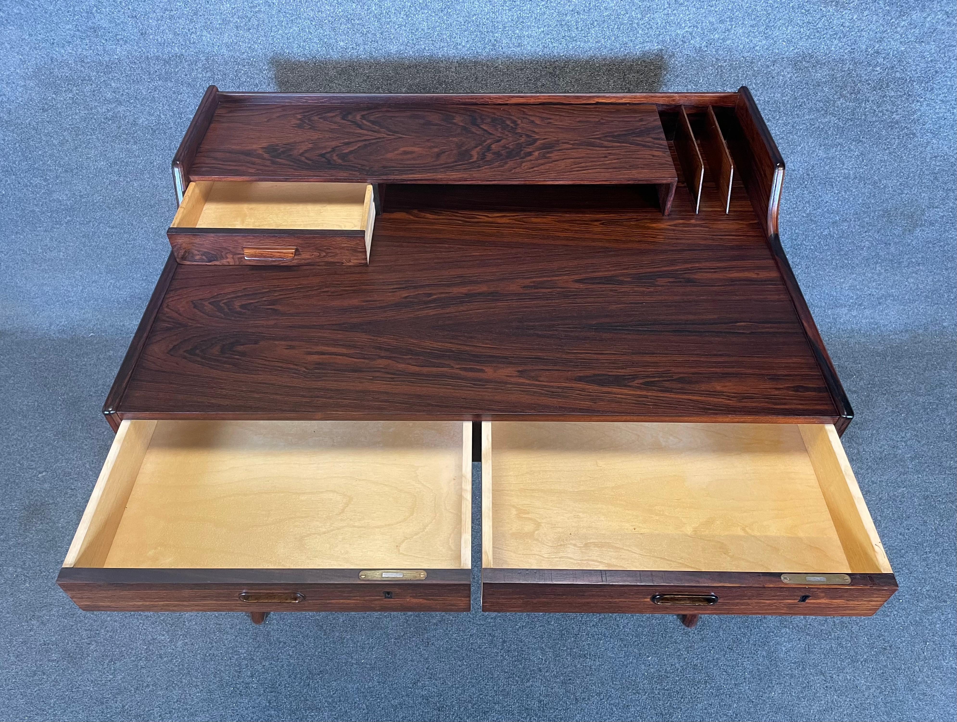 Scandinavian Modern Vintage Danish Mid Century Modern Rosewood Desk Model 56 by Arne Wall Iversen
