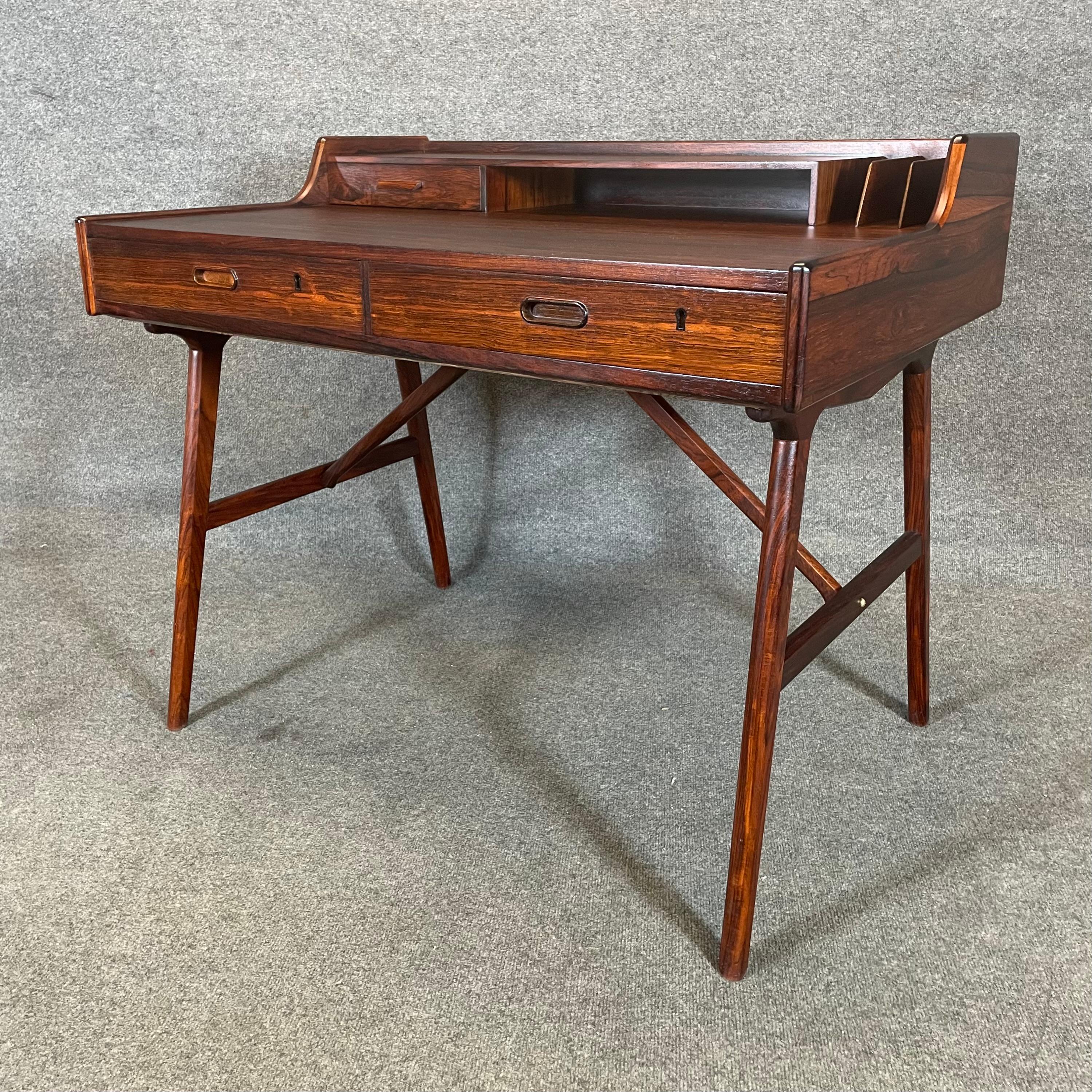 Woodwork Vintage Danish Mid Century Modern Rosewood Desk Model 56 by Arne Wall Iversen