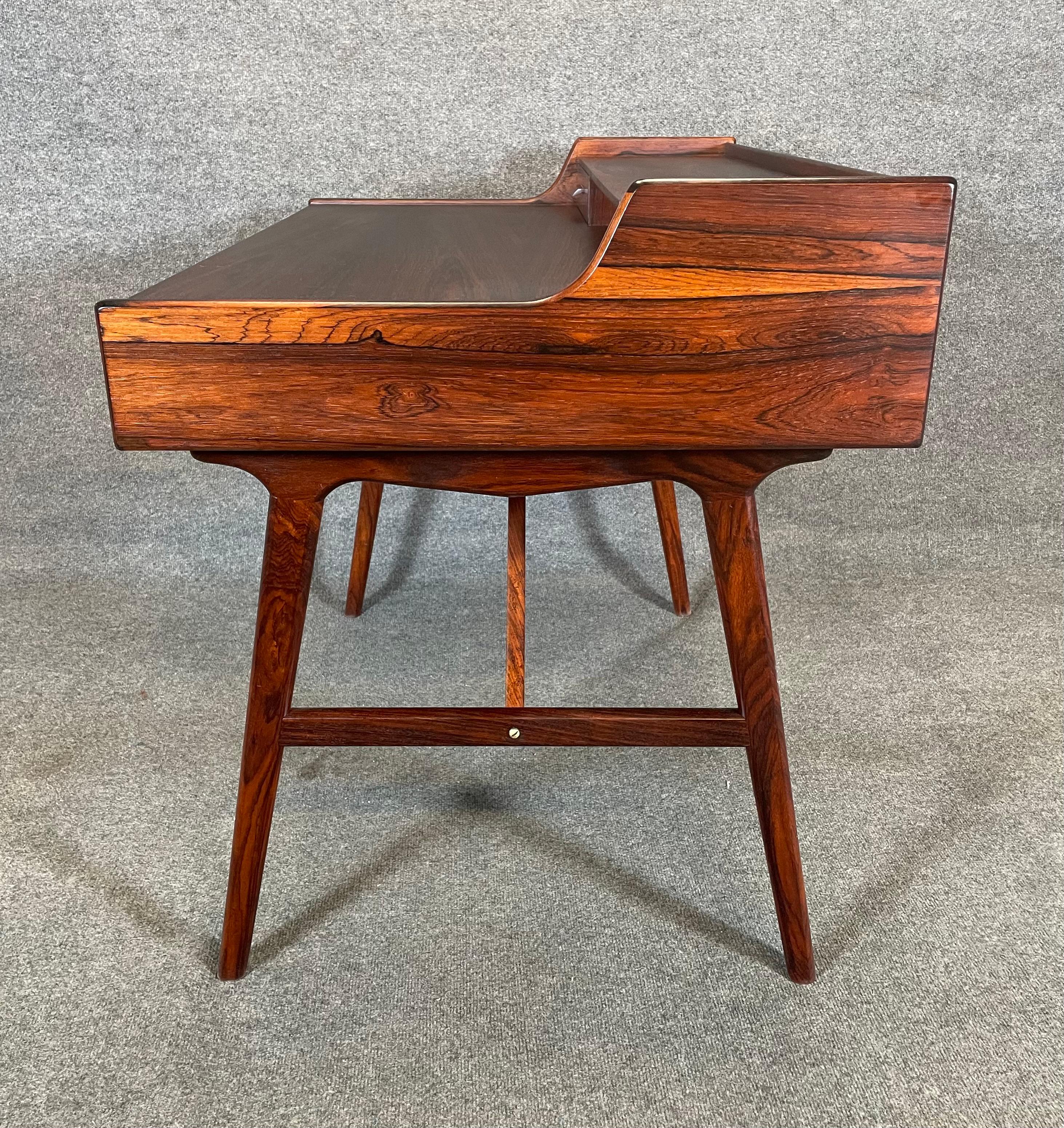 Vintage Danish Mid Century Modern Rosewood Desk Model 56 by Arne Wall Iversen In Good Condition In San Marcos, CA
