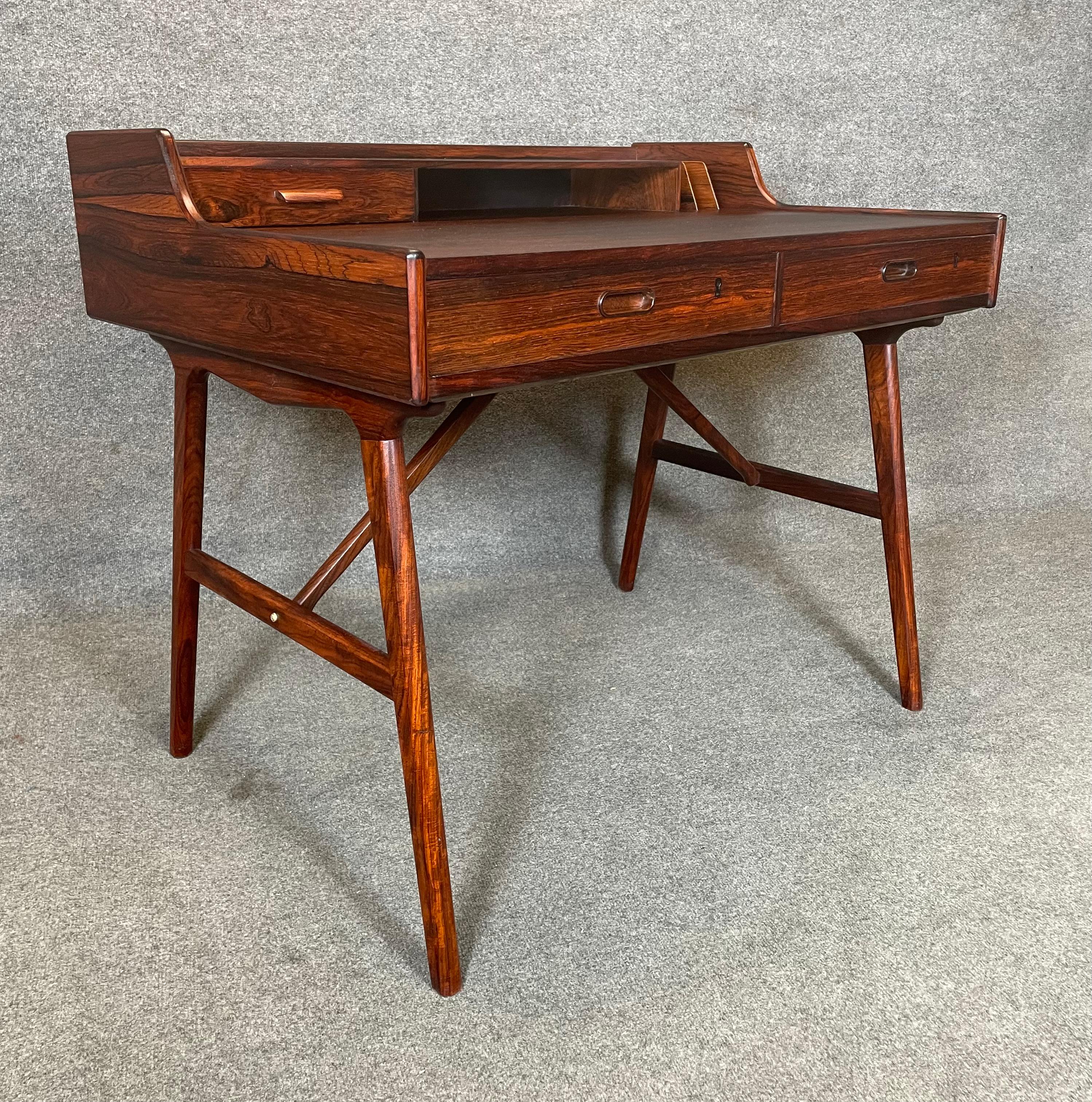 Vintage Danish Mid Century Modern Rosewood Desk Model 56 by Arne Wall Iversen 2