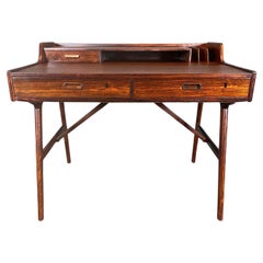 Vintage Danish Mid Century Modern Rosewood Desk Model 56 by Arne Wall Iversen