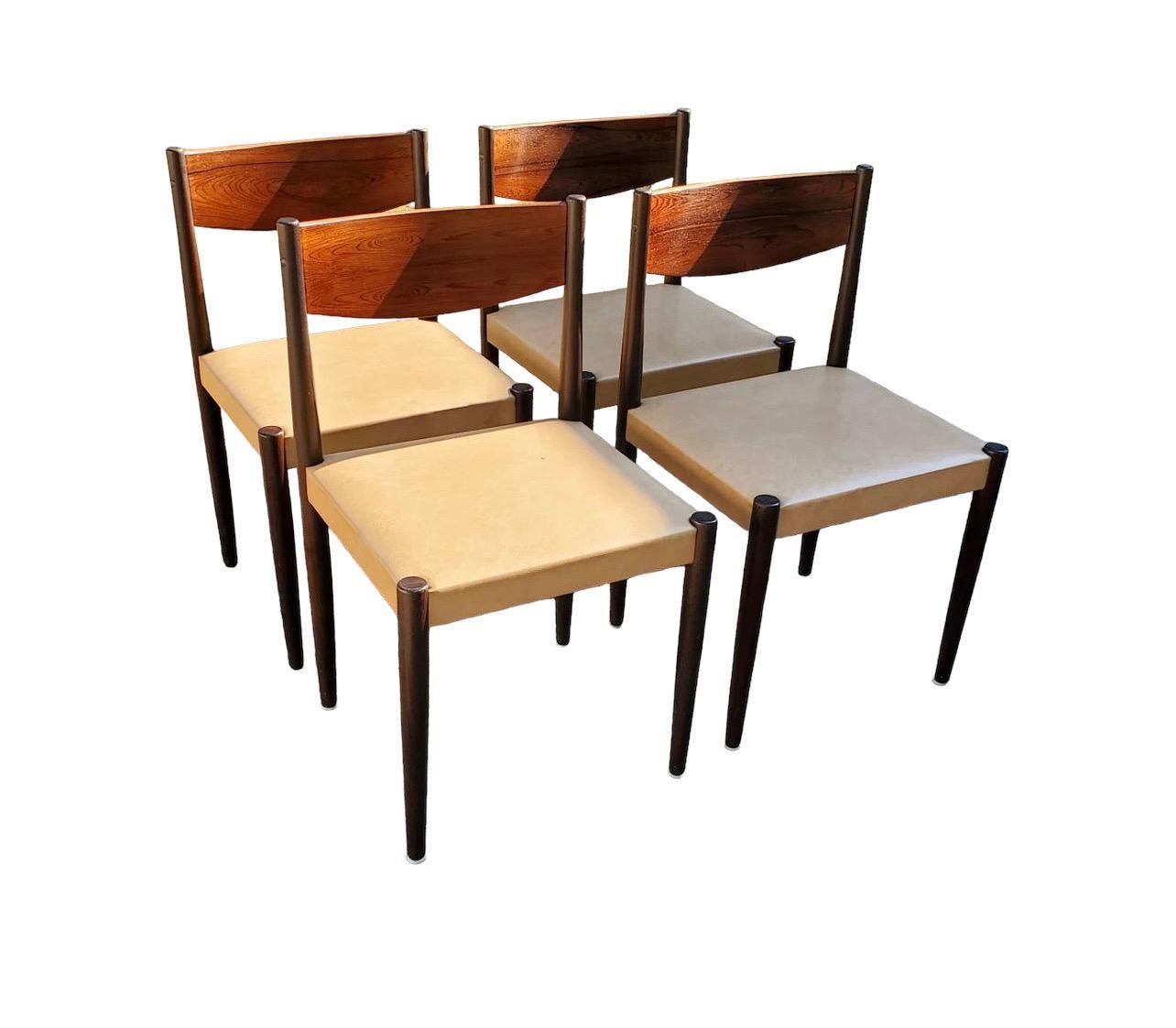Mid-Century Modern Vintage Danish Mid Century Modern Rosewood Dining Chair Set by Frem Rojle For Sale