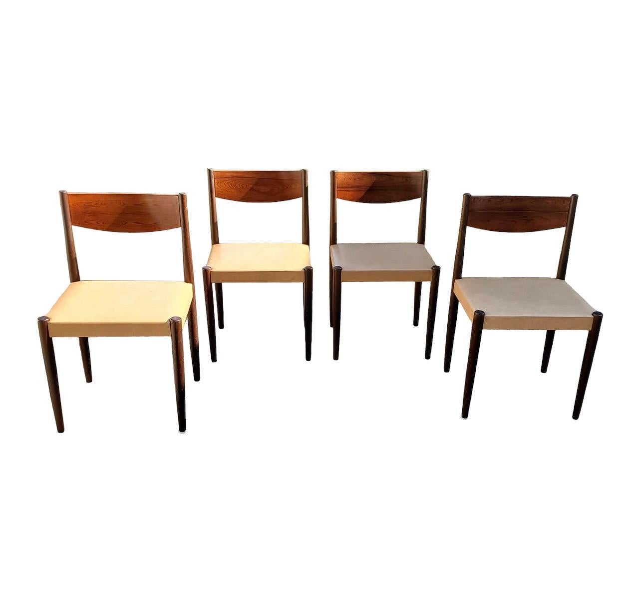 Late 20th Century Vintage Danish Mid Century Modern Rosewood Dining Chair Set by Frem Rojle For Sale