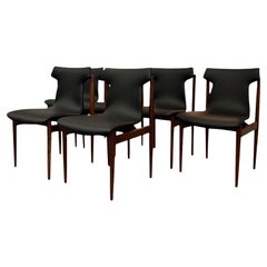 Vintage Danish Mid Century Modern Rosewood Dining Chair Set of 6 by Inger
